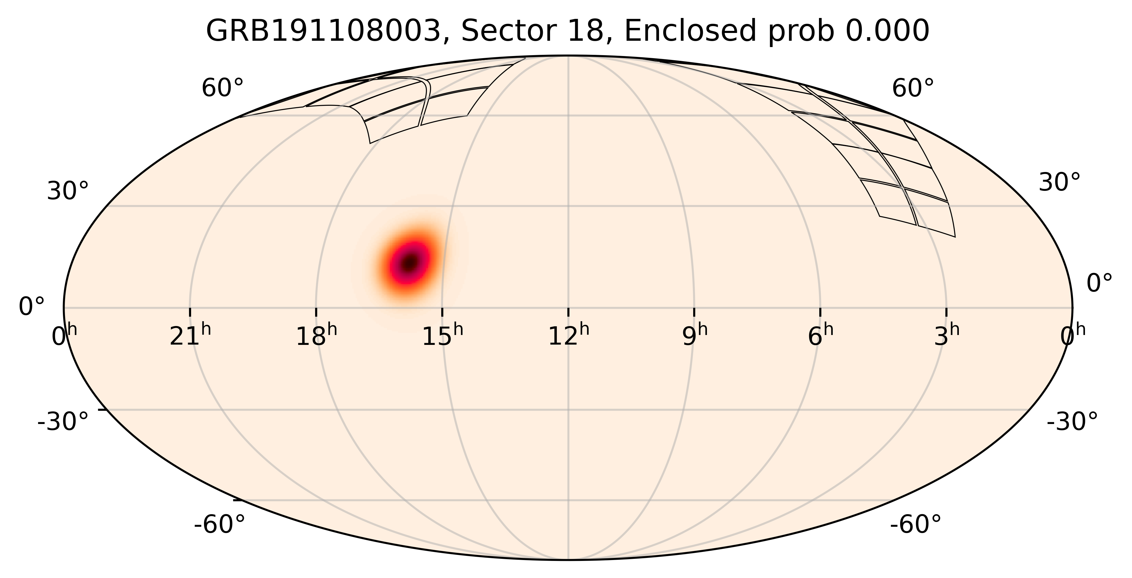 TESS Overlap Sky Map for GRB191108003 in TESS Sector18