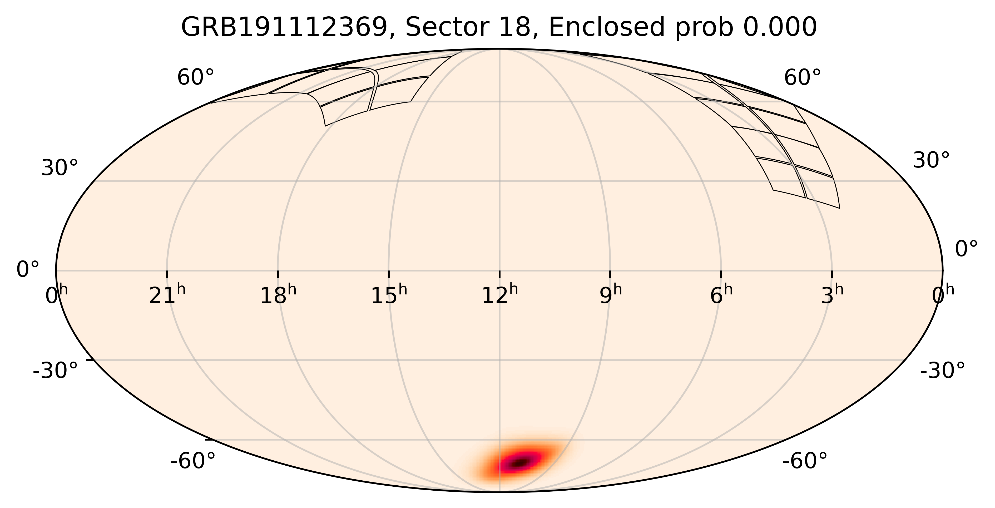 TESS Overlap Sky Map for GRB191112369 in TESS Sector18