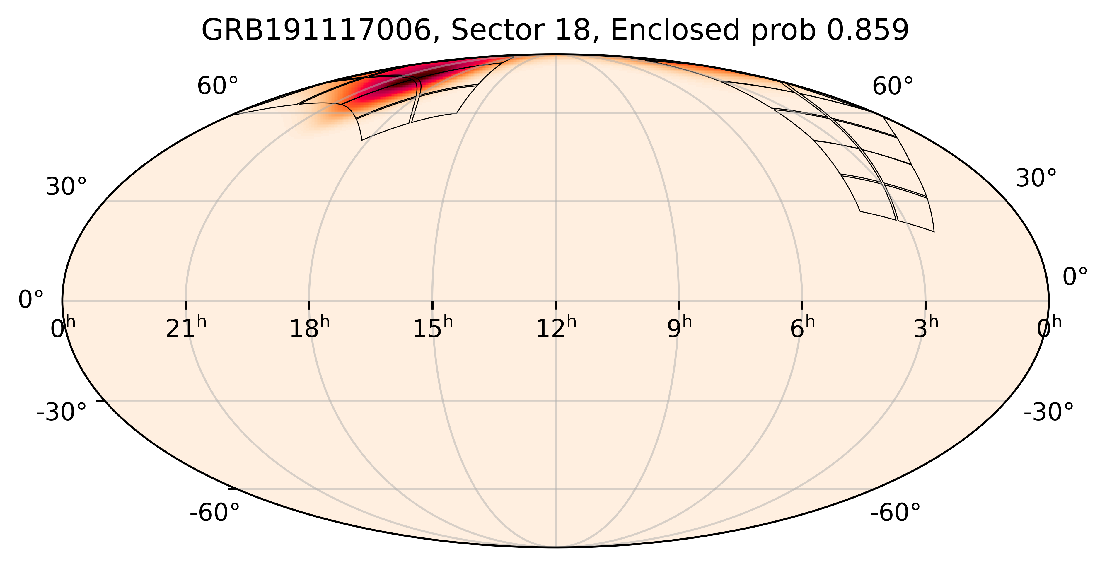 TESS Overlap Sky Map for GRB191117006 in TESS Sector18
