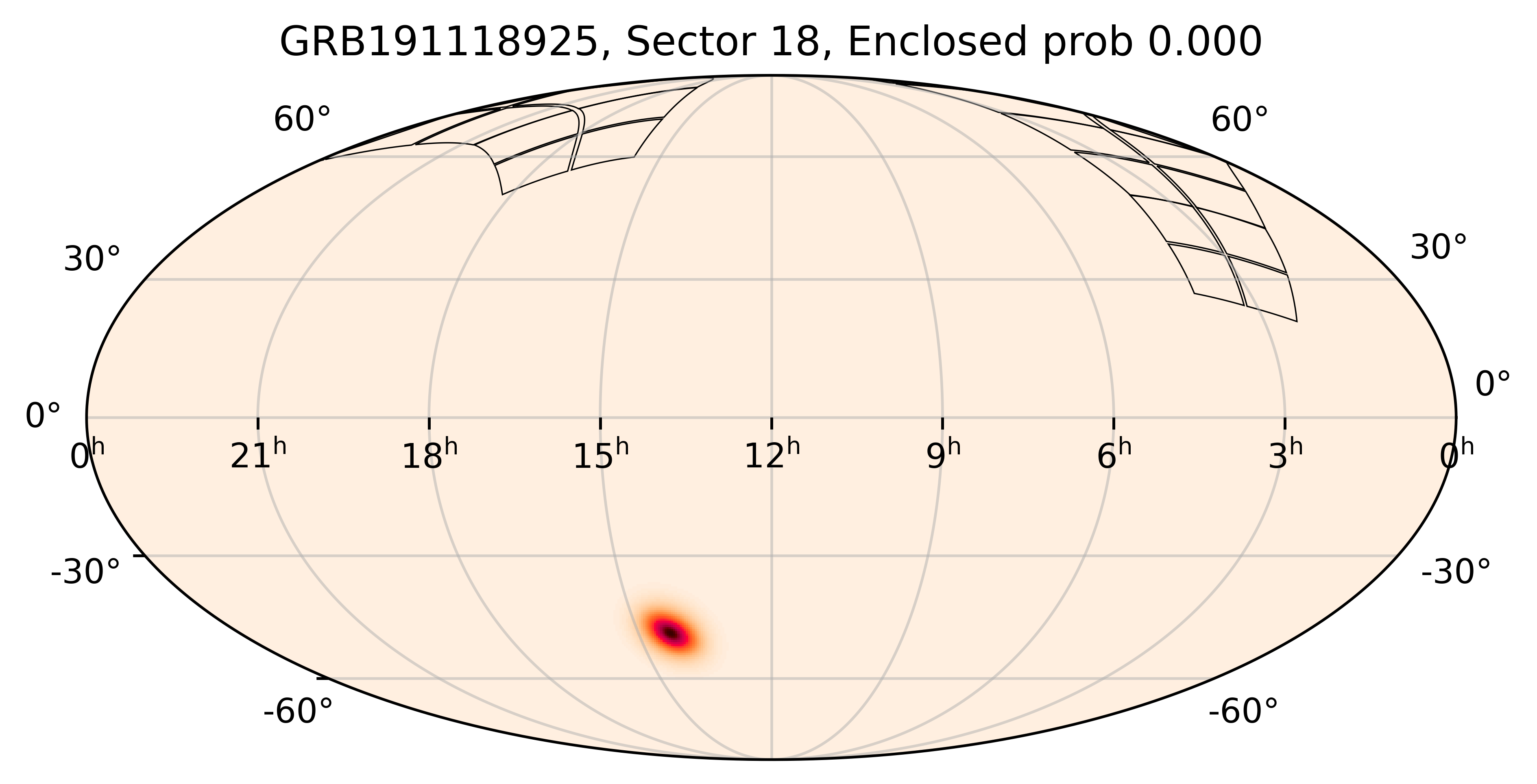TESS Overlap Sky Map for GRB191118925 in TESS Sector18