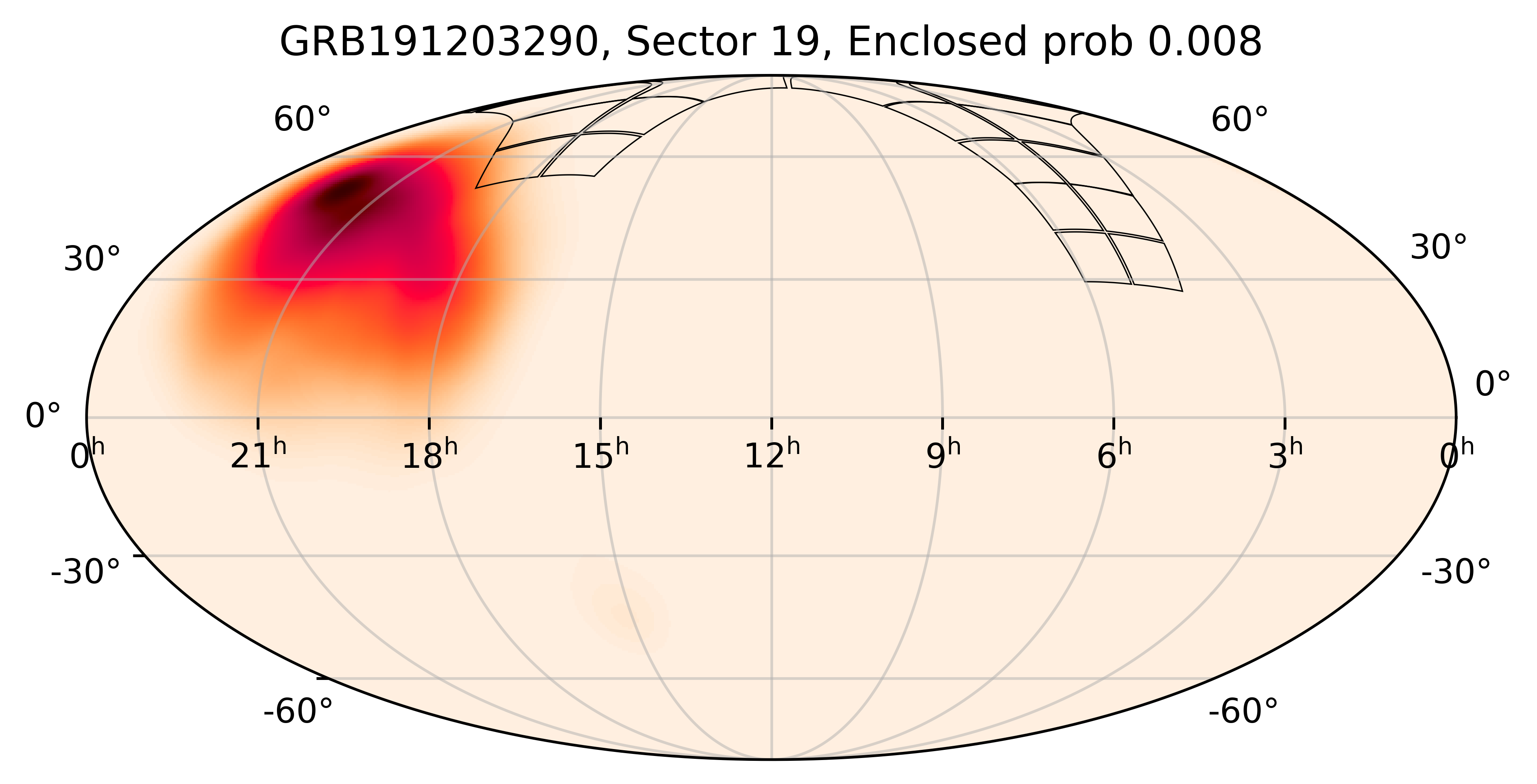 TESS Overlap Sky Map for GRB191203290 in TESS Sector19