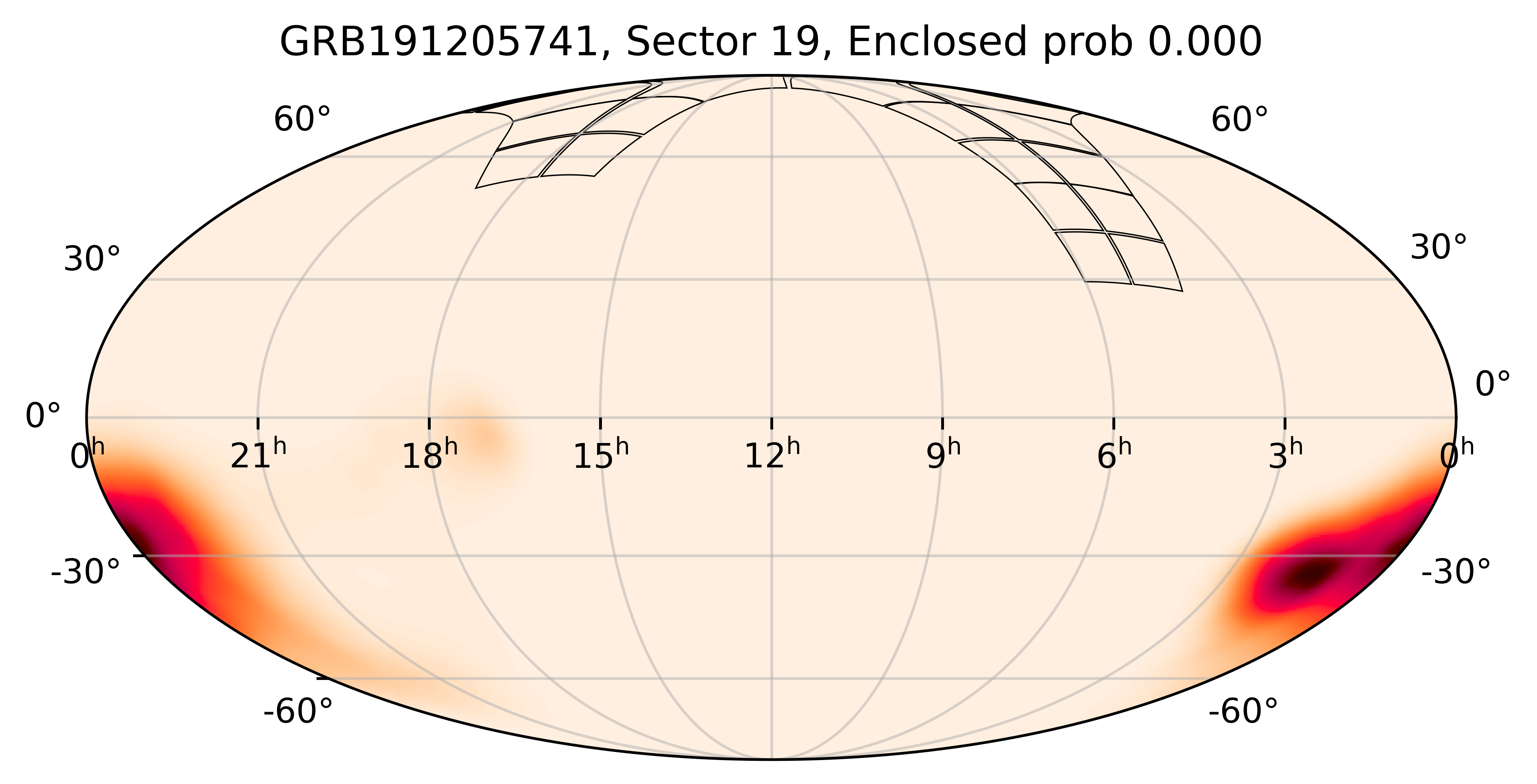 TESS Overlap Sky Map for GRB191205741 in TESS Sector19