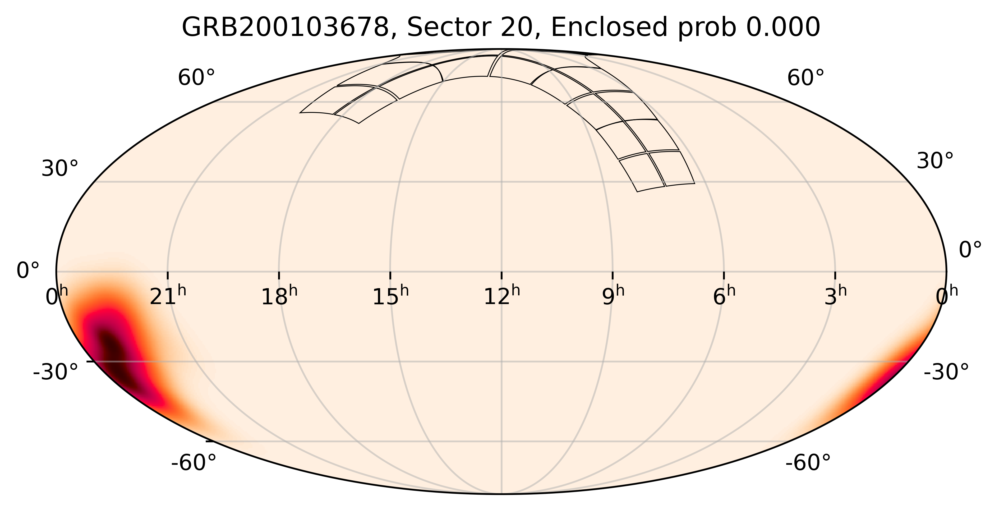 TESS Overlap Sky Map for GRB200103678 in TESS Sector20