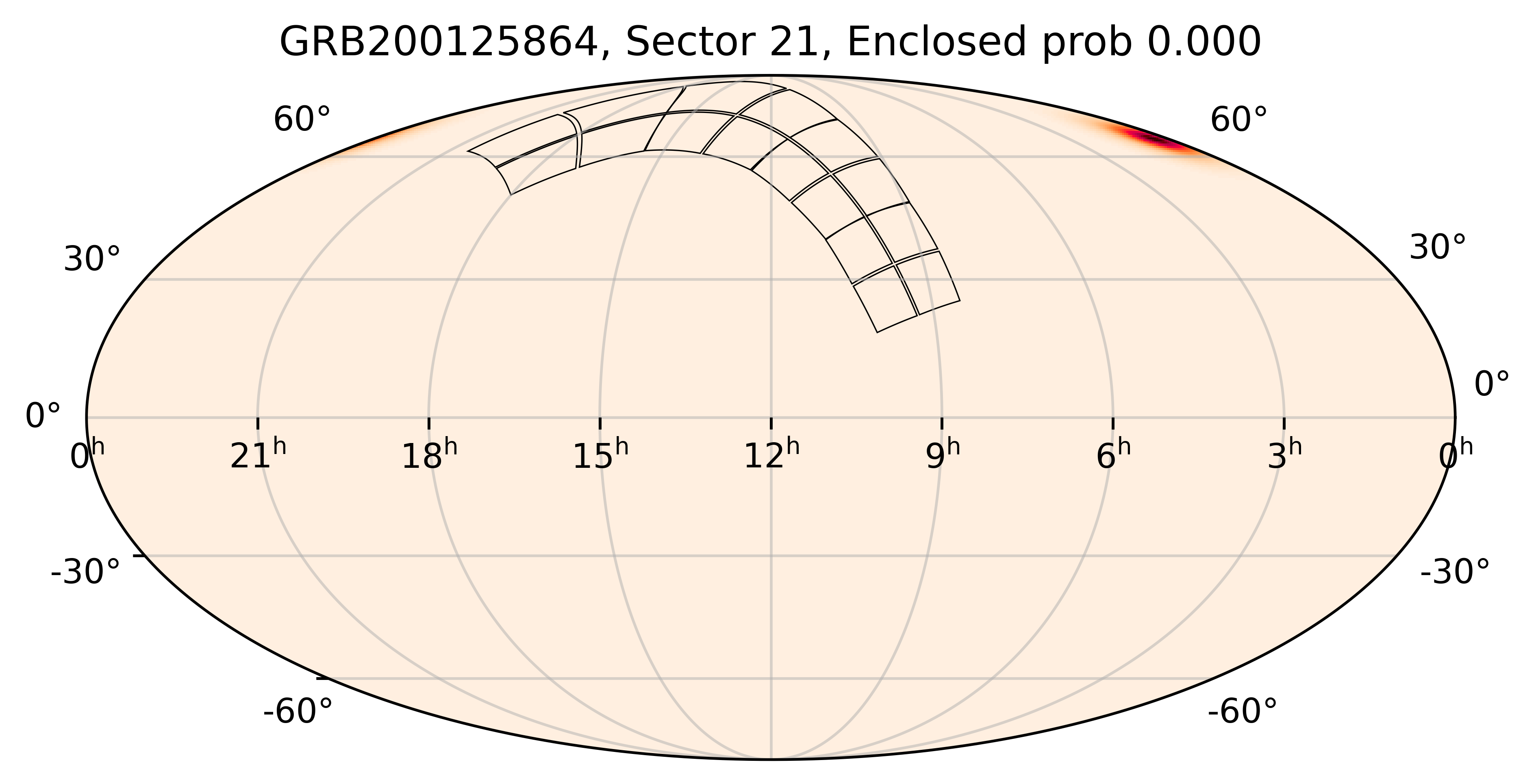 TESS Overlap Sky Map for GRB200125864 in TESS Sector21