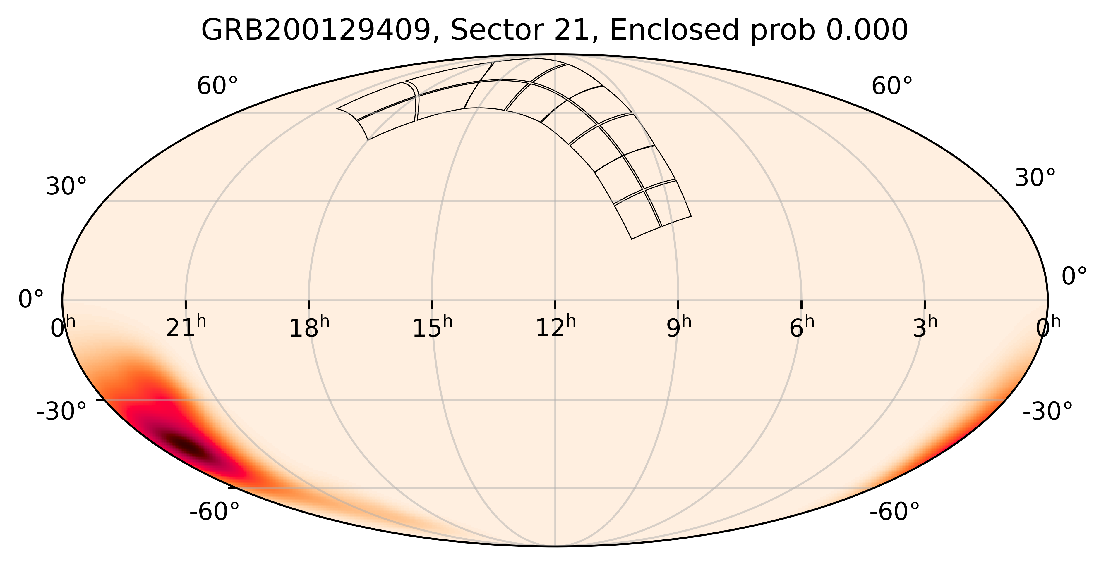 TESS Overlap Sky Map for GRB200129409 in TESS Sector21