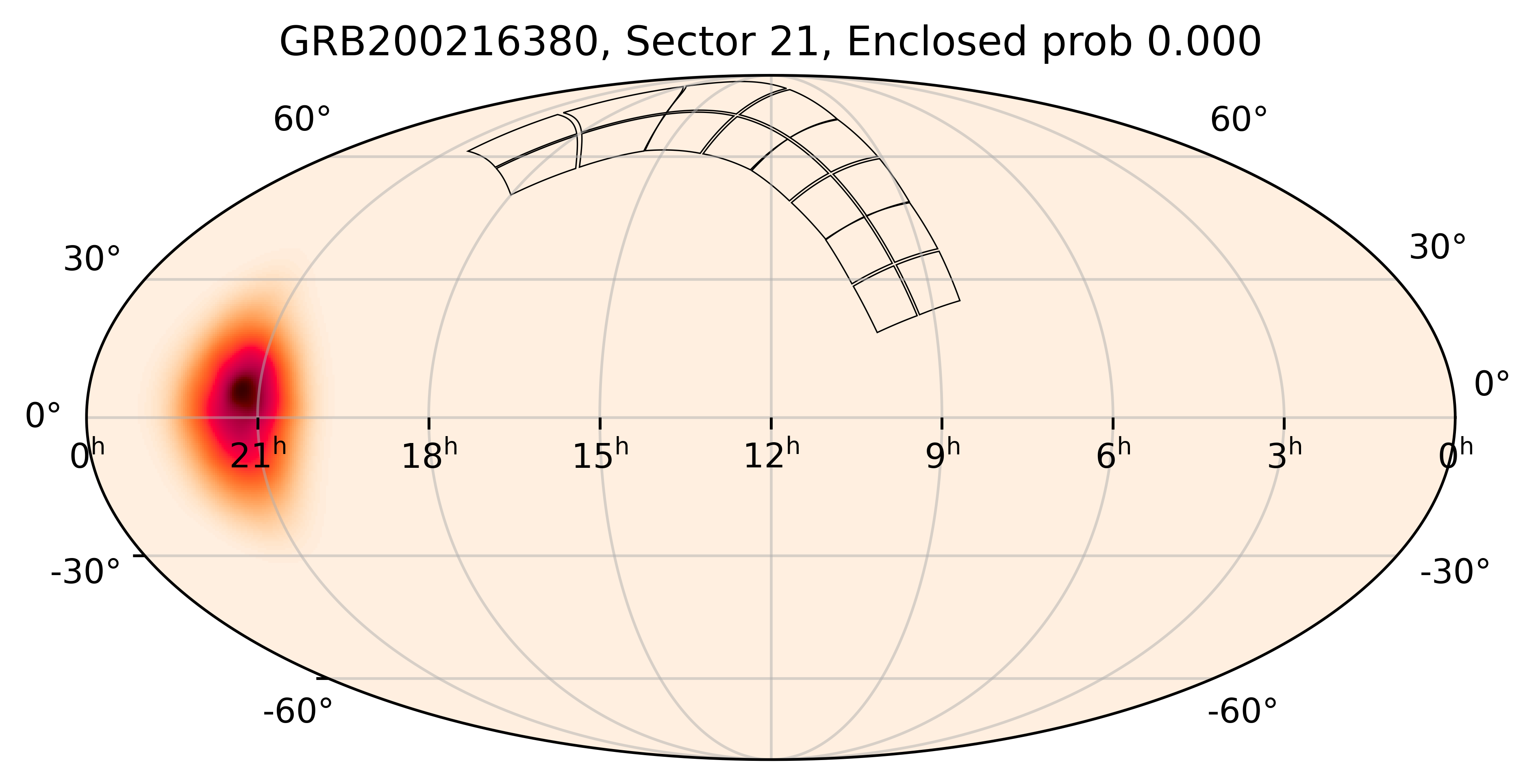 TESS Overlap Sky Map for GRB200216380 in TESS Sector21