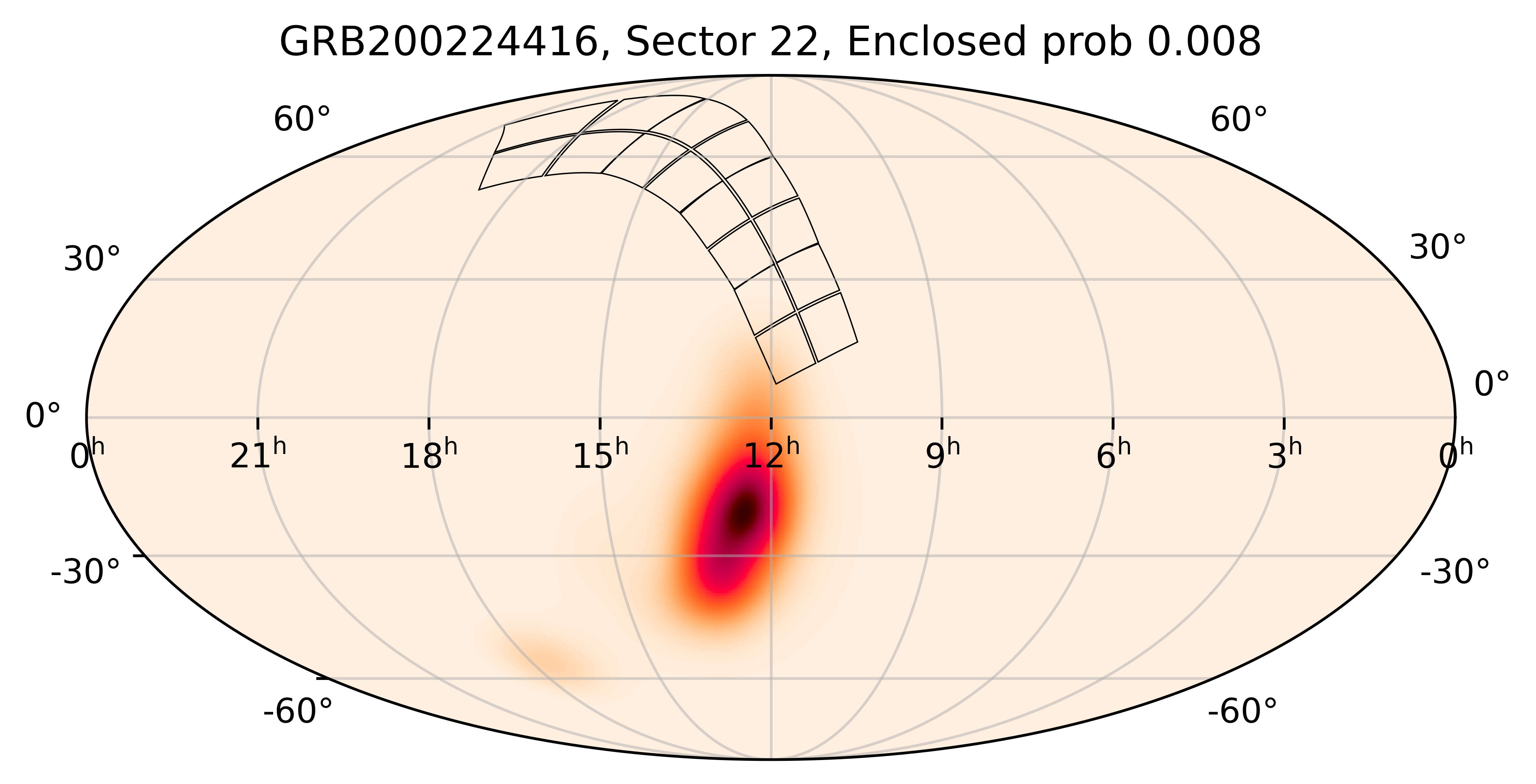 TESS Overlap Sky Map for GRB200224416 in TESS Sector22