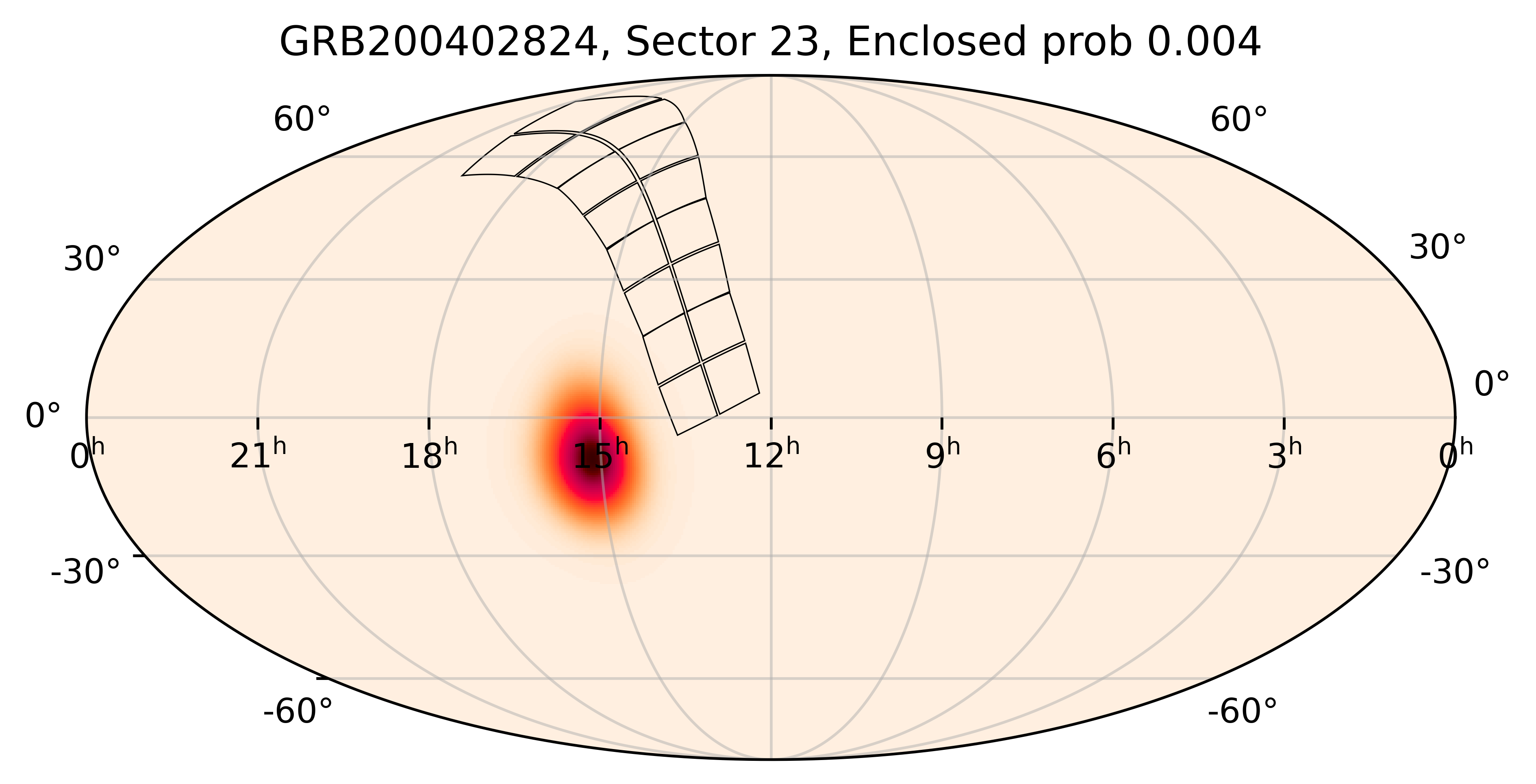 TESS Overlap Sky Map for GRB200402824 in TESS Sector23