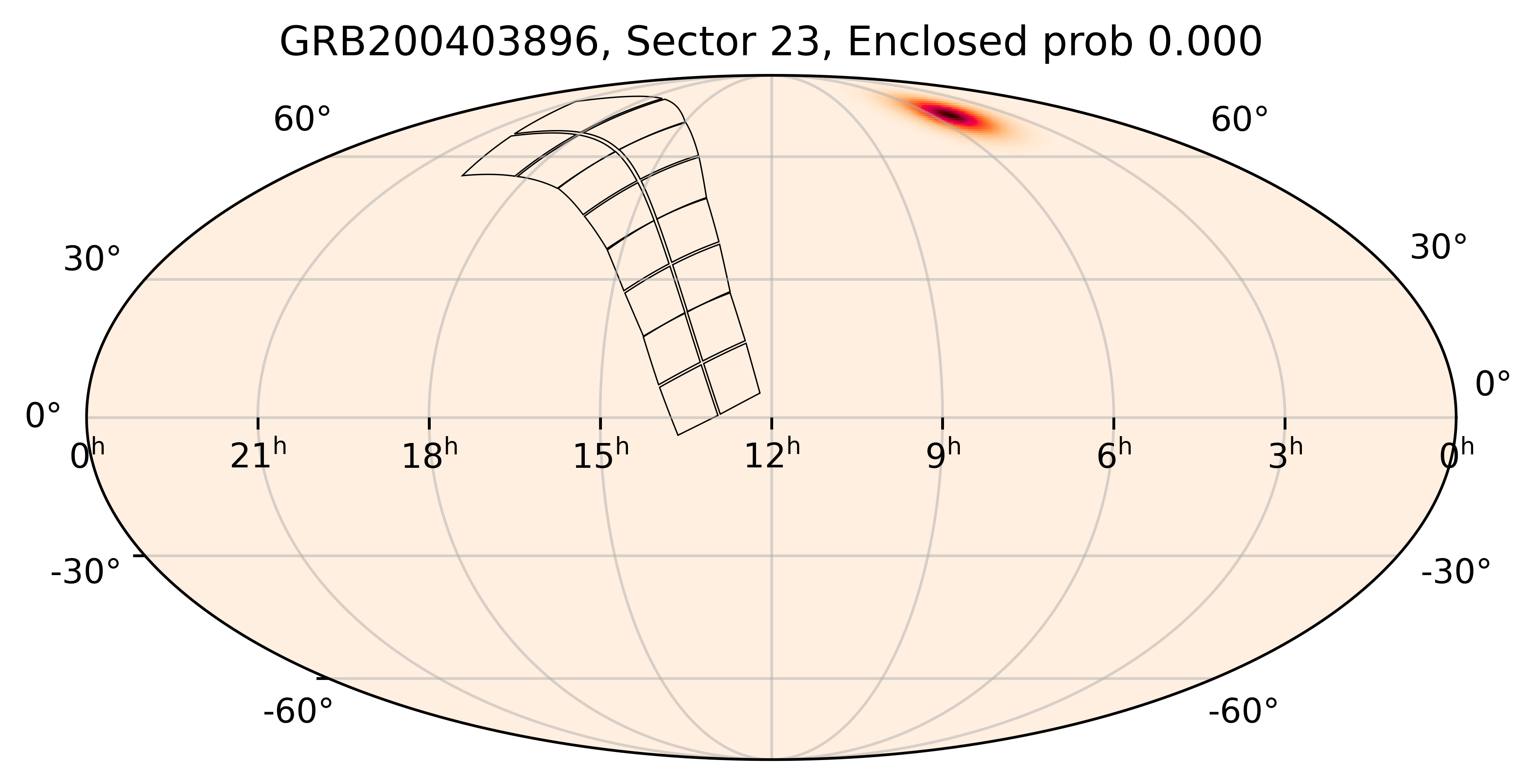TESS Overlap Sky Map for GRB200403896 in TESS Sector23