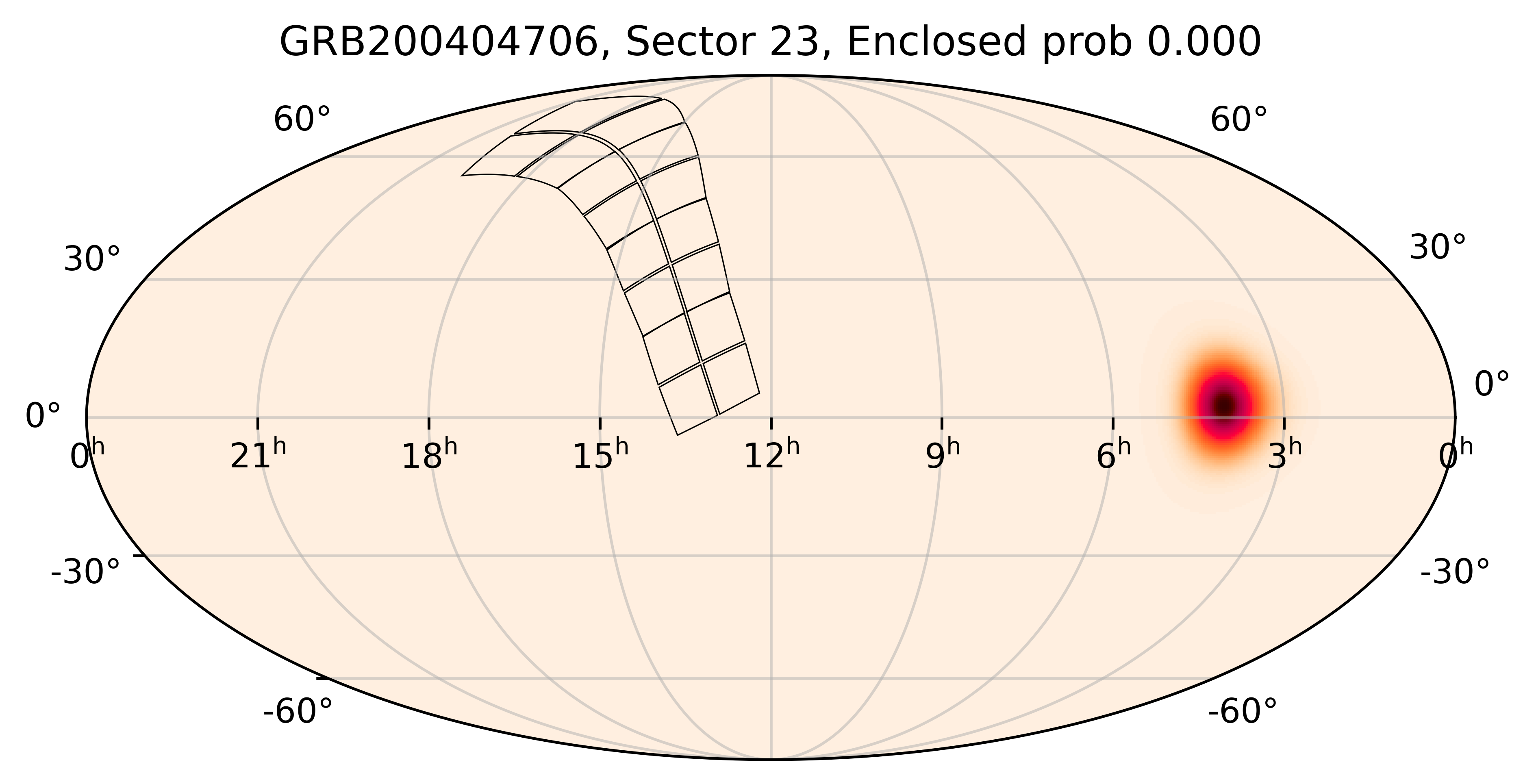 TESS Overlap Sky Map for GRB200404706 in TESS Sector23