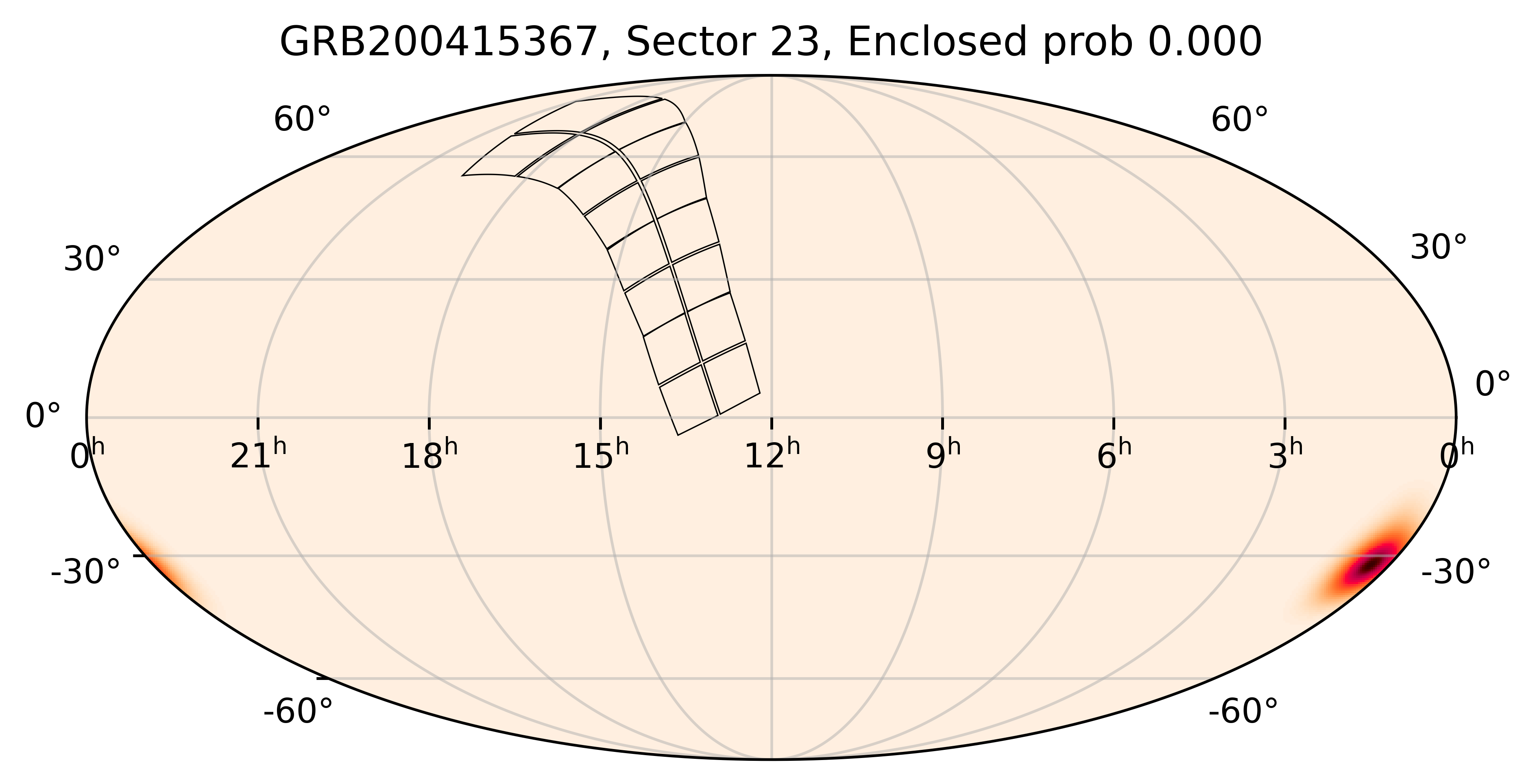 TESS Overlap Sky Map for GRB200415367 in TESS Sector23
