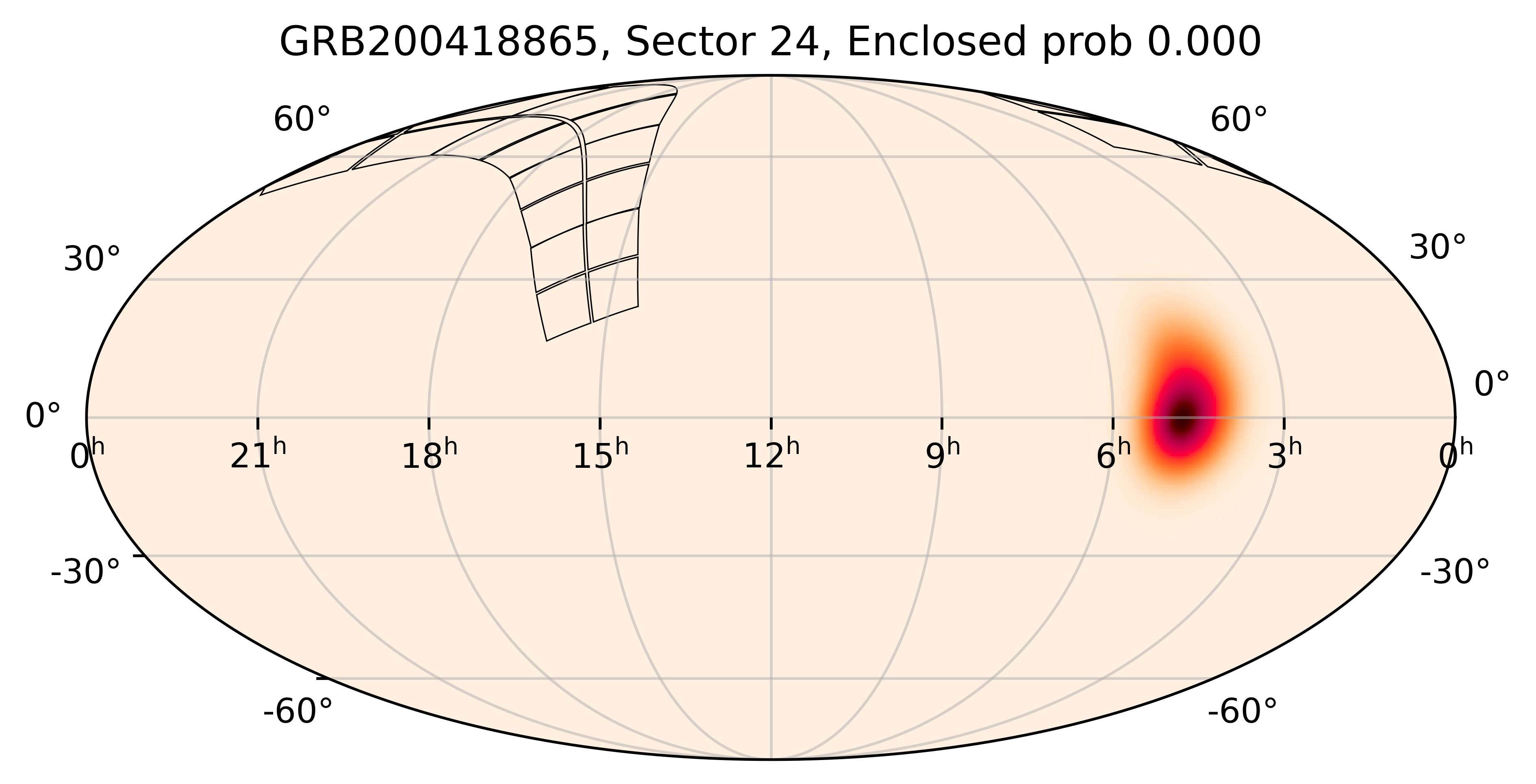 TESS Overlap Sky Map for GRB200418865 in TESS Sector24