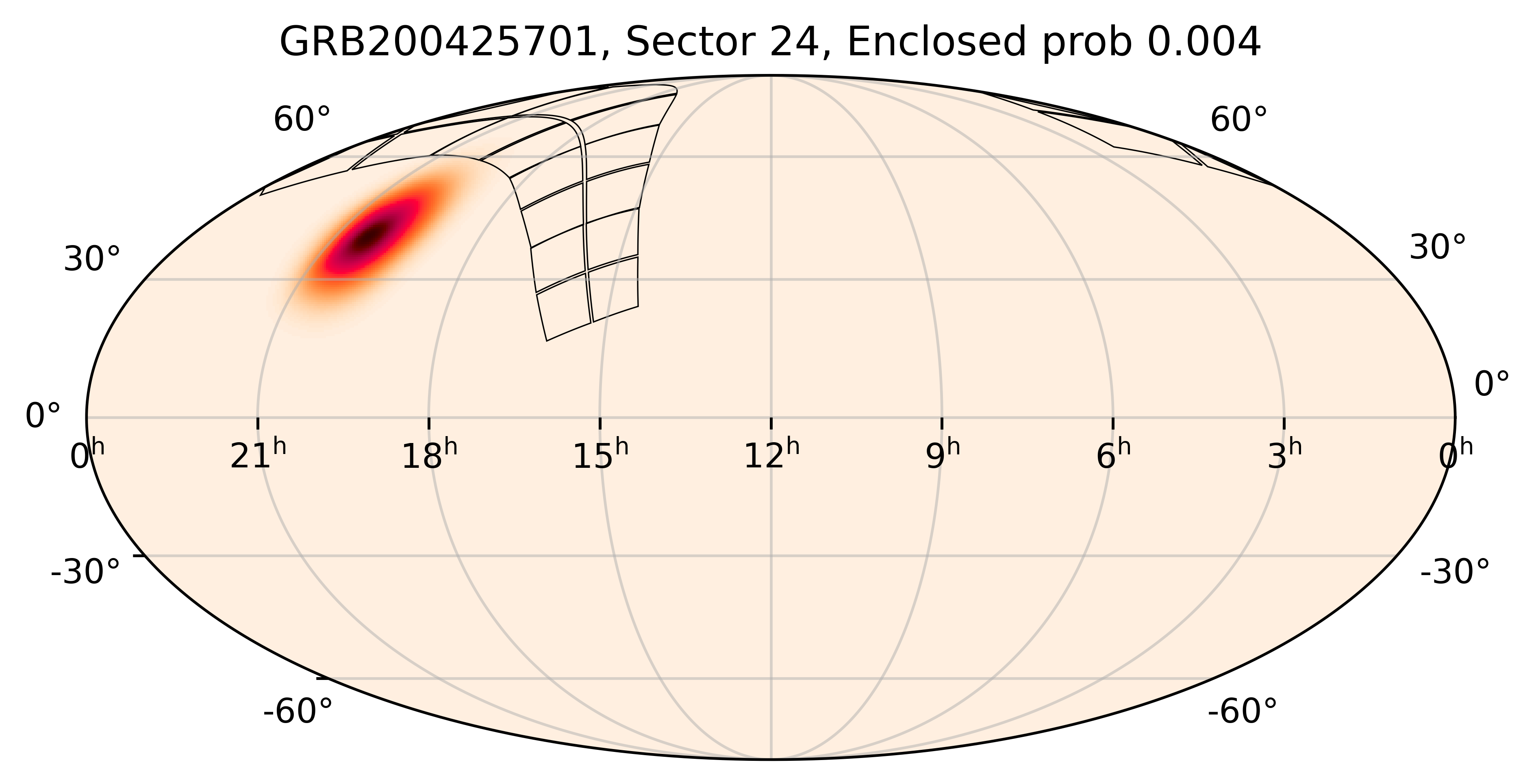 TESS Overlap Sky Map for GRB200425701 in TESS Sector24