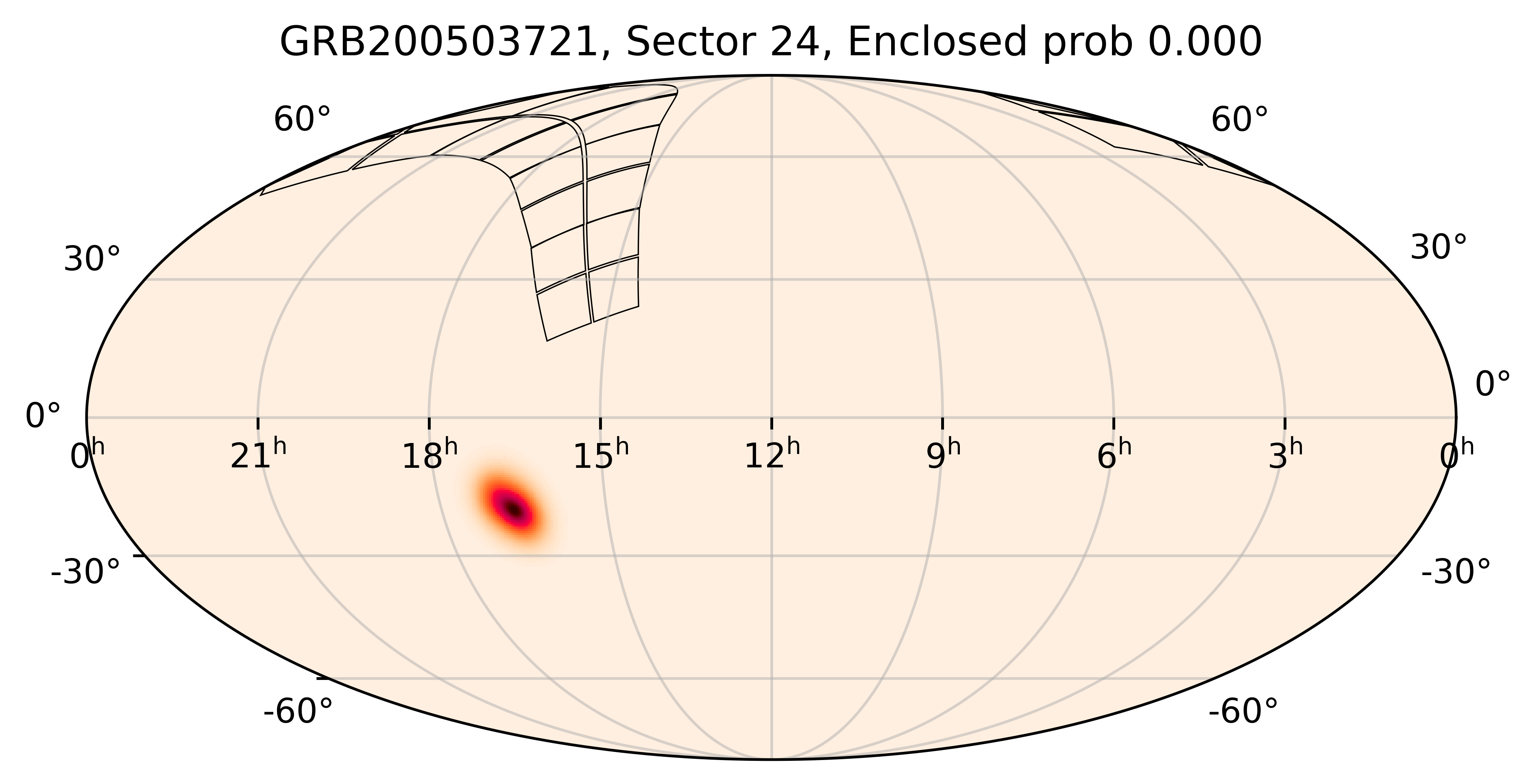 TESS Overlap Sky Map for GRB200503721 in TESS Sector24
