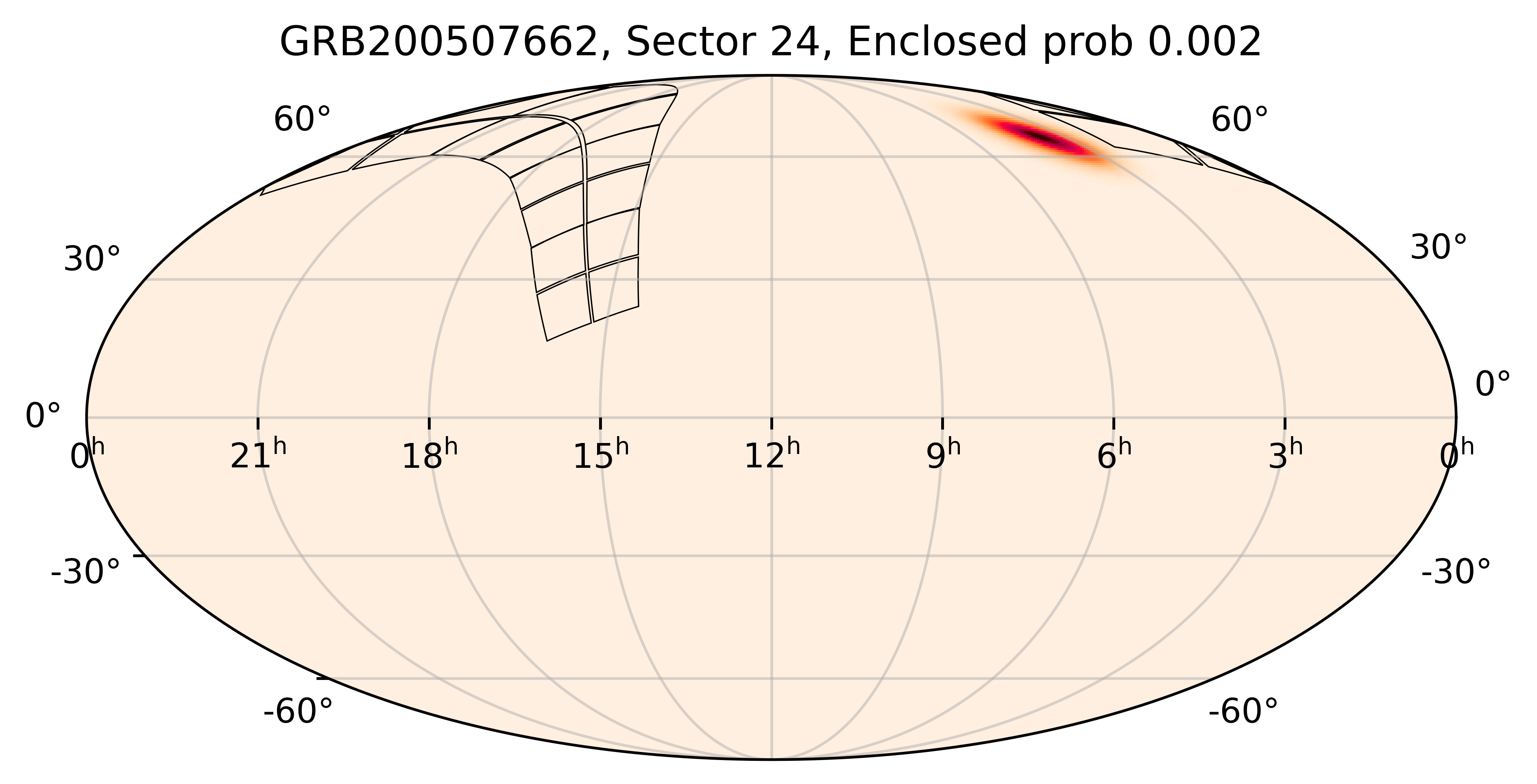 TESS Overlap Sky Map for GRB200507662 in TESS Sector24