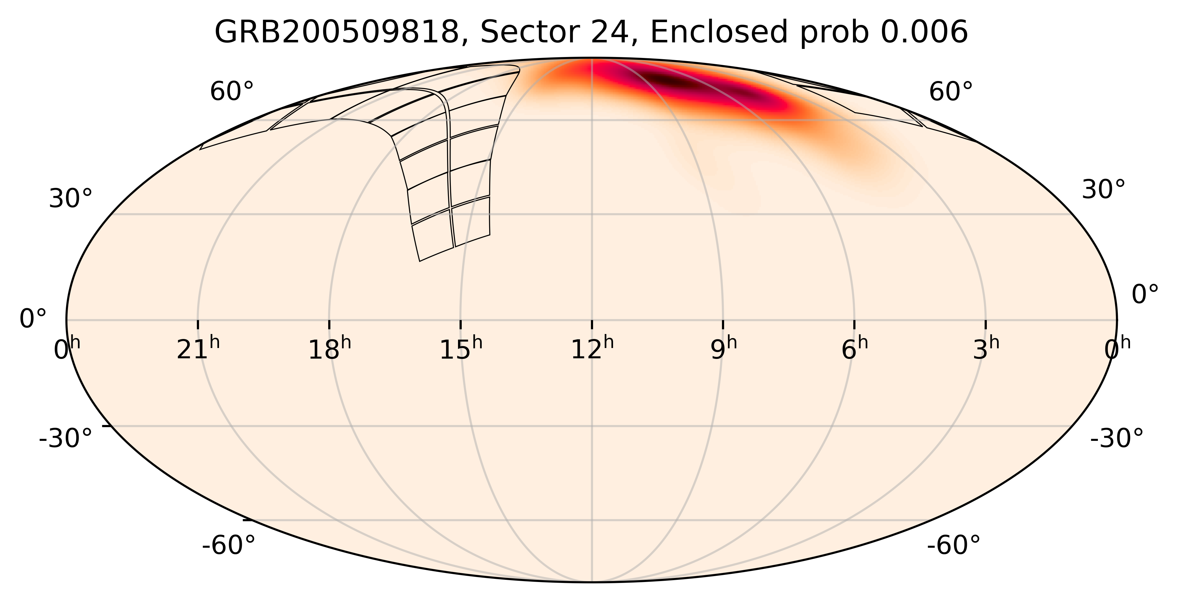 TESS Overlap Sky Map for GRB200509818 in TESS Sector24