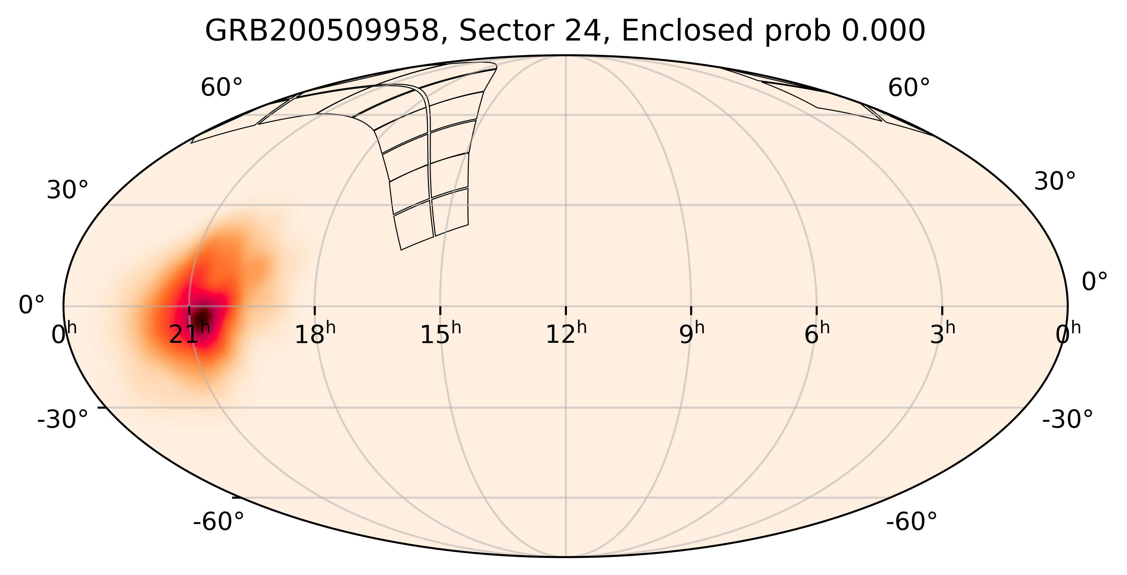 TESS Overlap Sky Map for GRB200509958 in TESS Sector24