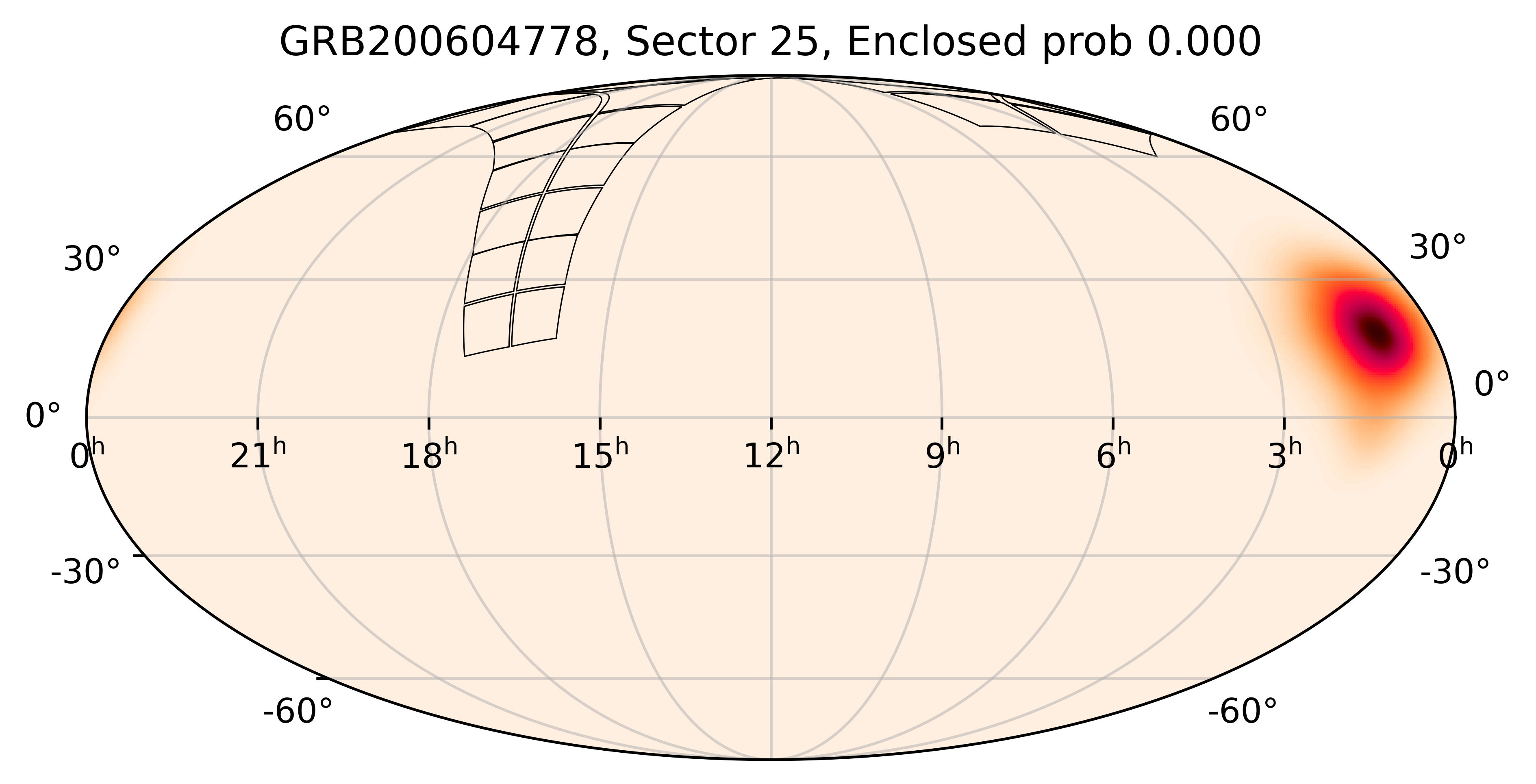 TESS Overlap Sky Map for GRB200604778 in TESS Sector25