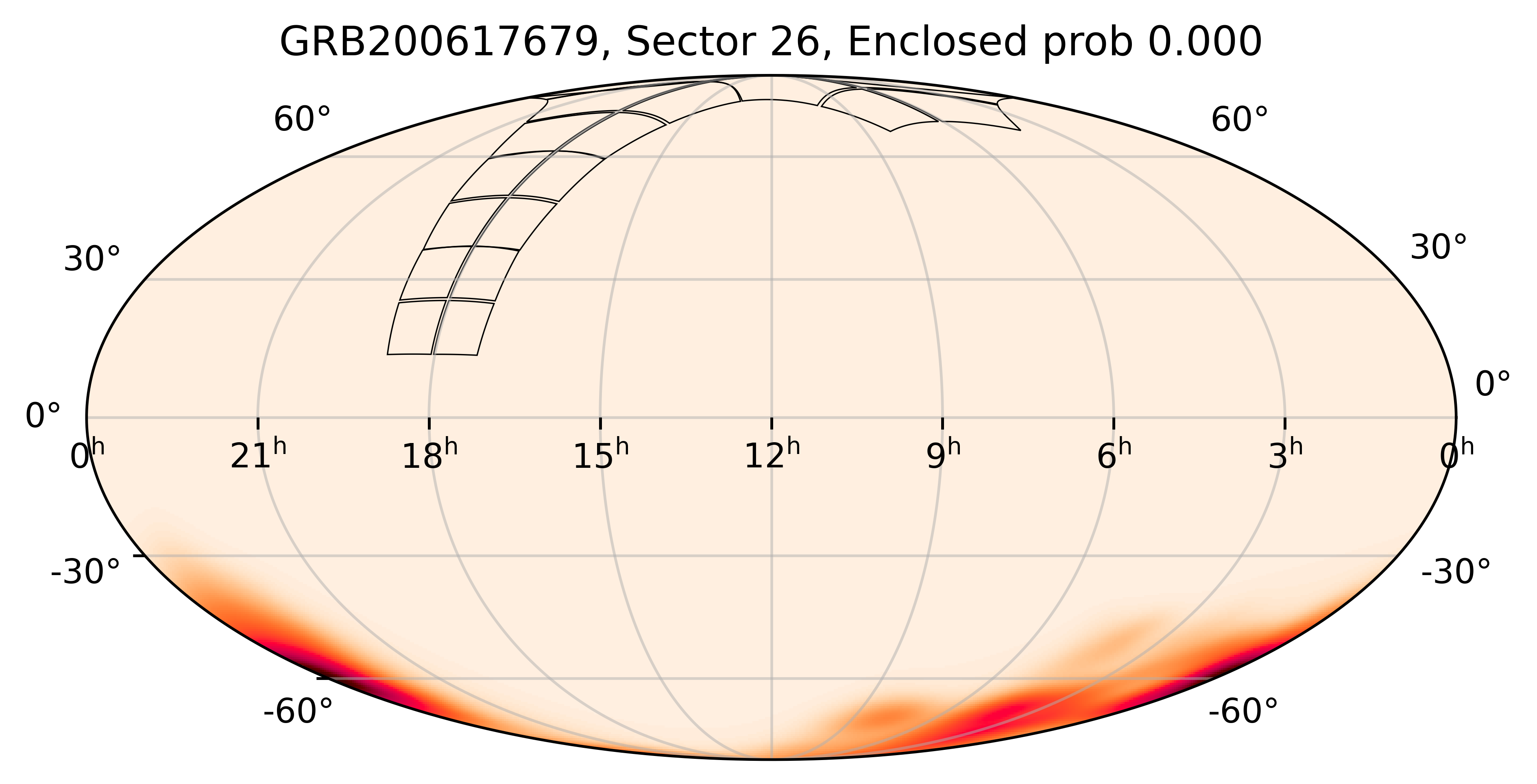 TESS Overlap Sky Map for GRB200617679 in TESS Sector26