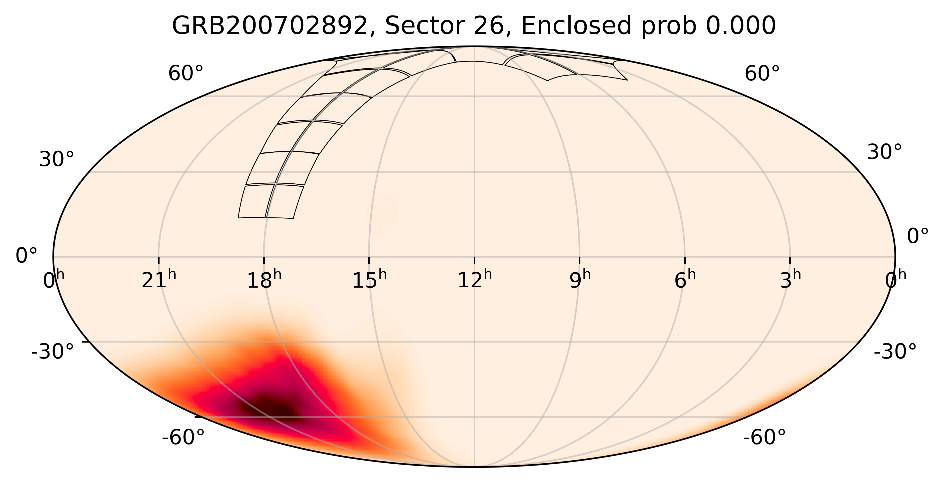 TESS Overlap Sky Map for GRB200702892 in TESS Sector26