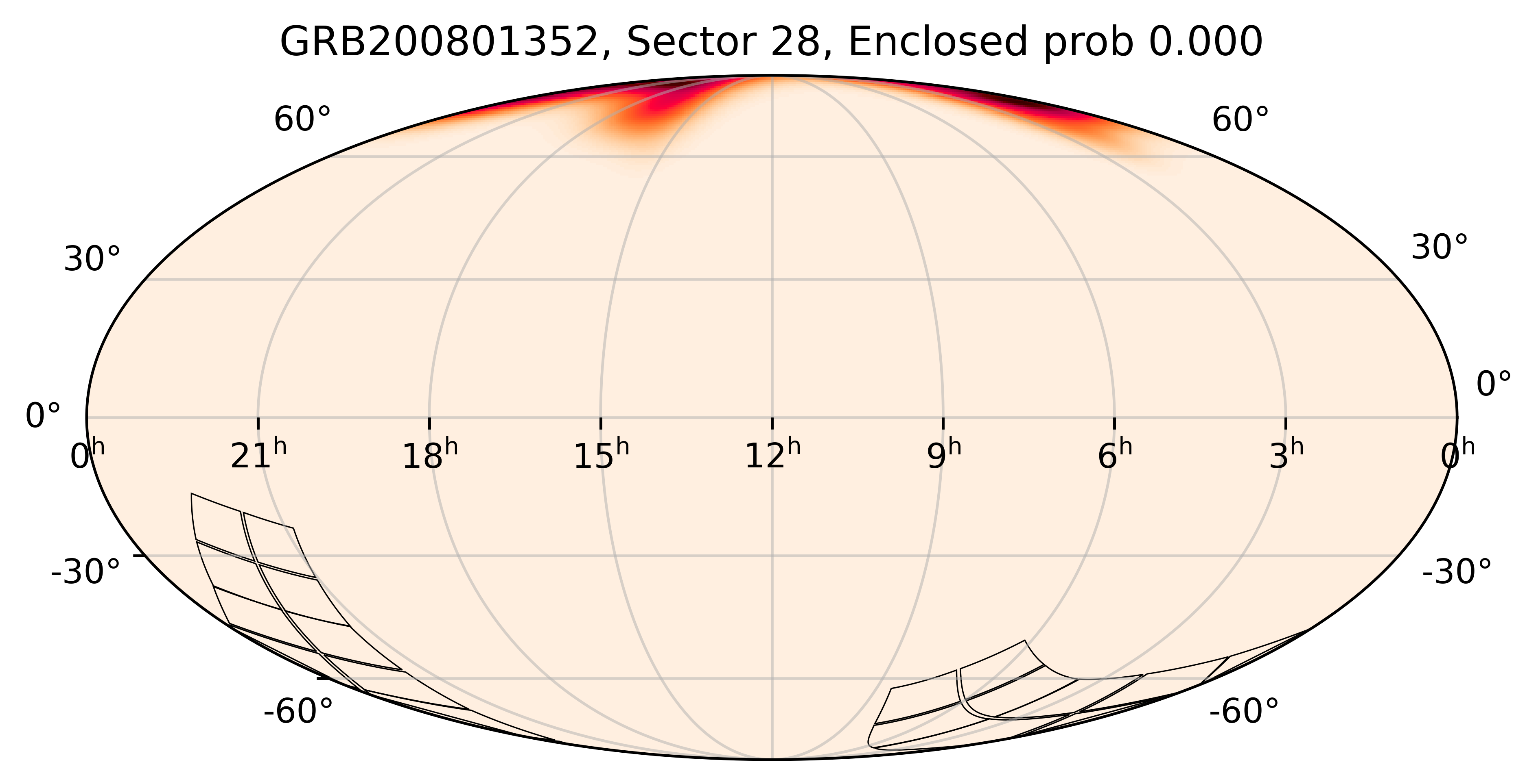 TESS Overlap Sky Map for GRB200801352 in TESS Sector28