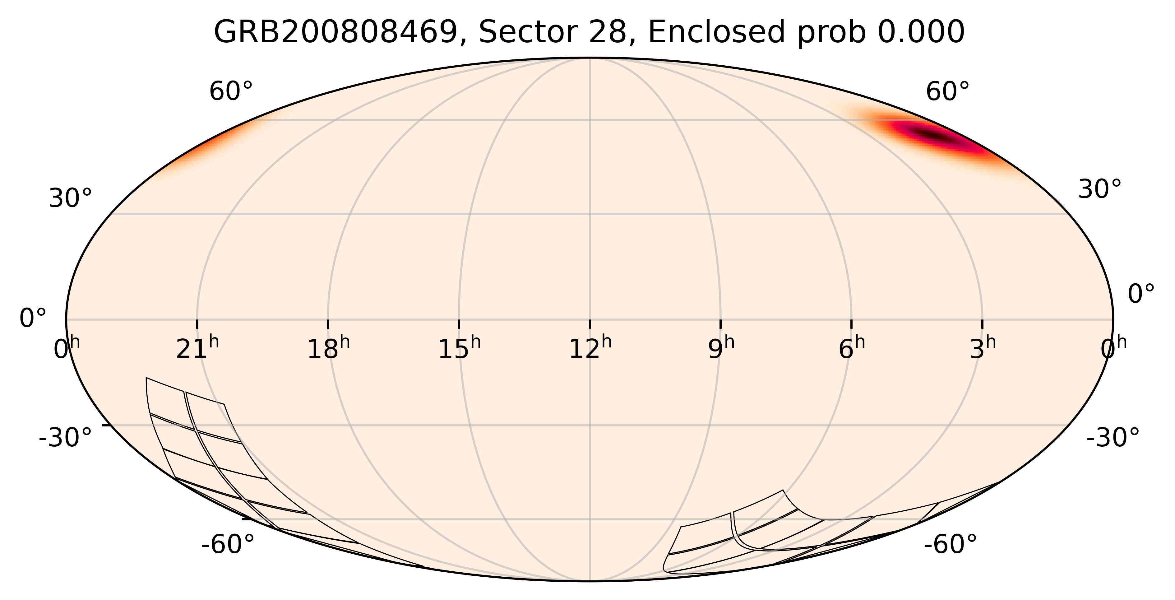 TESS Overlap Sky Map for GRB200808469 in TESS Sector28