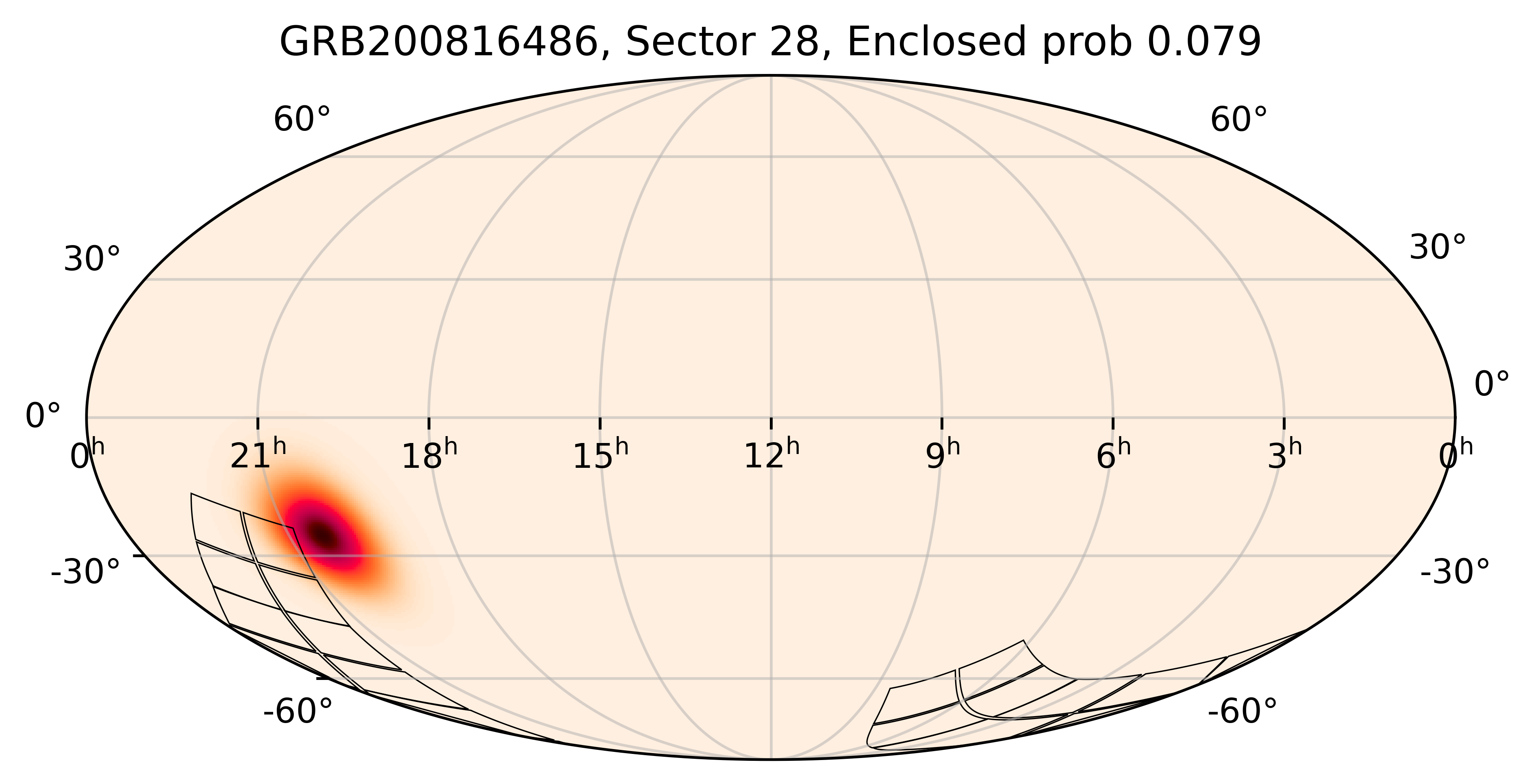 TESS Overlap Sky Map for GRB200816486 in TESS Sector28