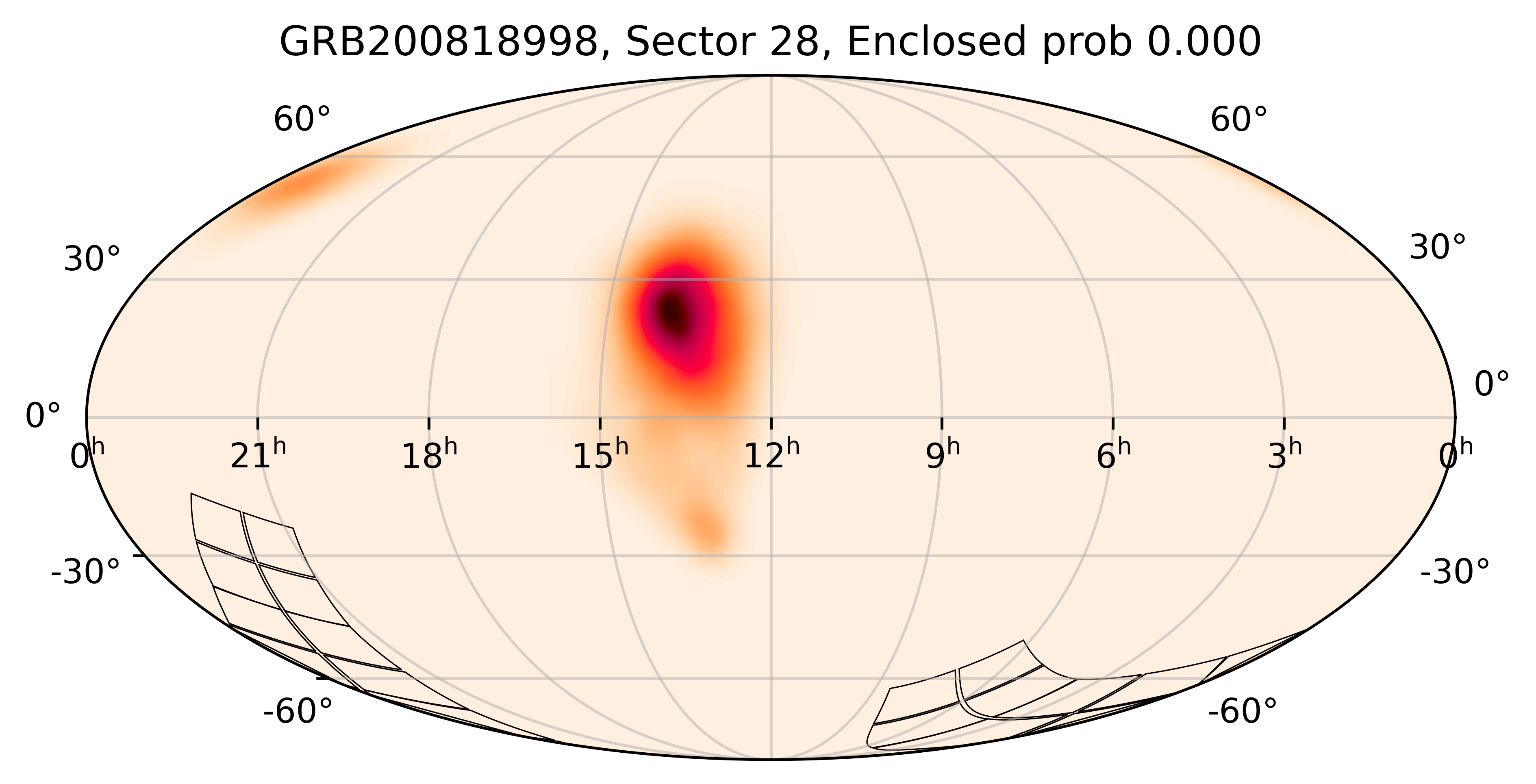 TESS Overlap Sky Map for GRB200818998 in TESS Sector28