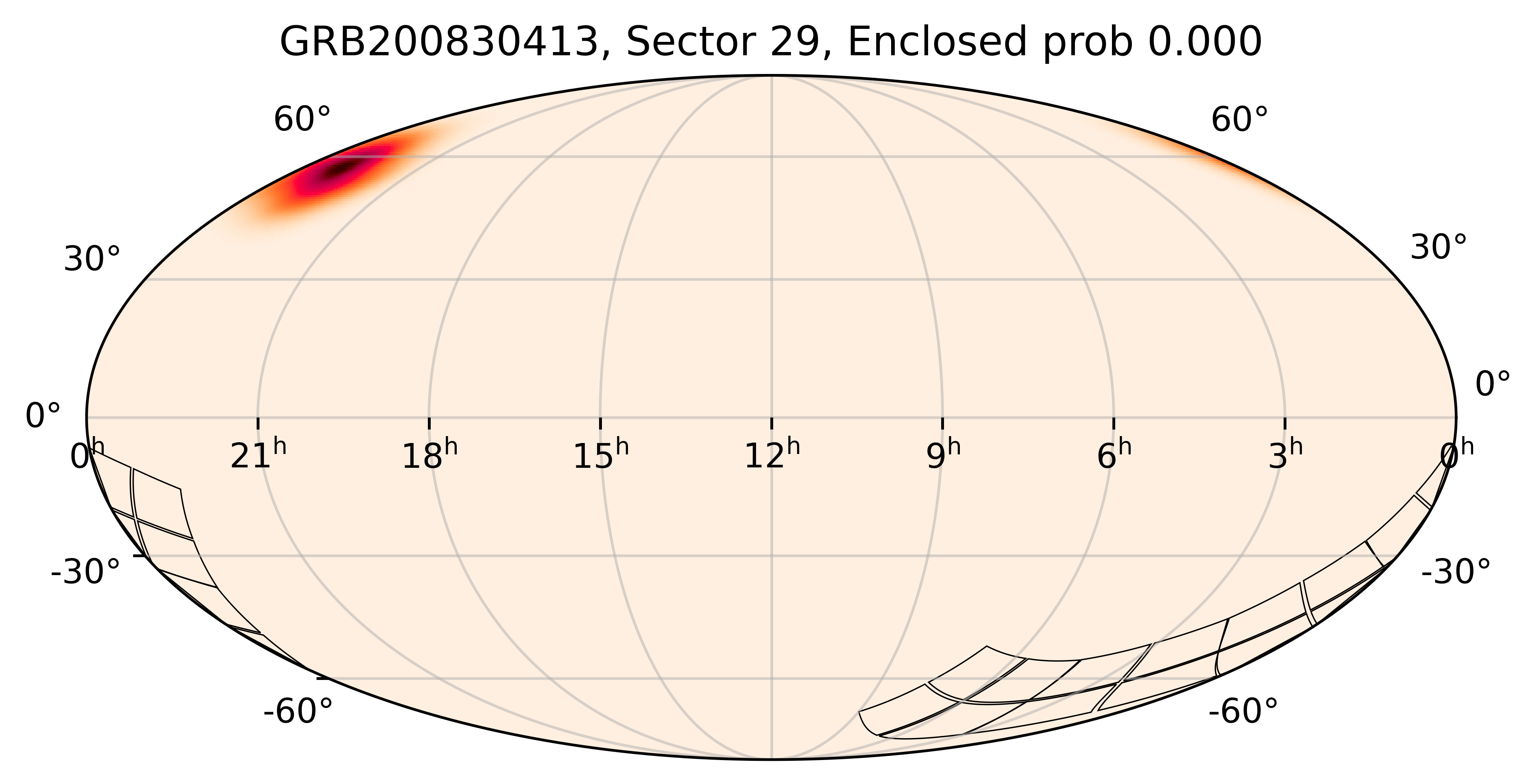 TESS Overlap Sky Map for GRB200830413 in TESS Sector29