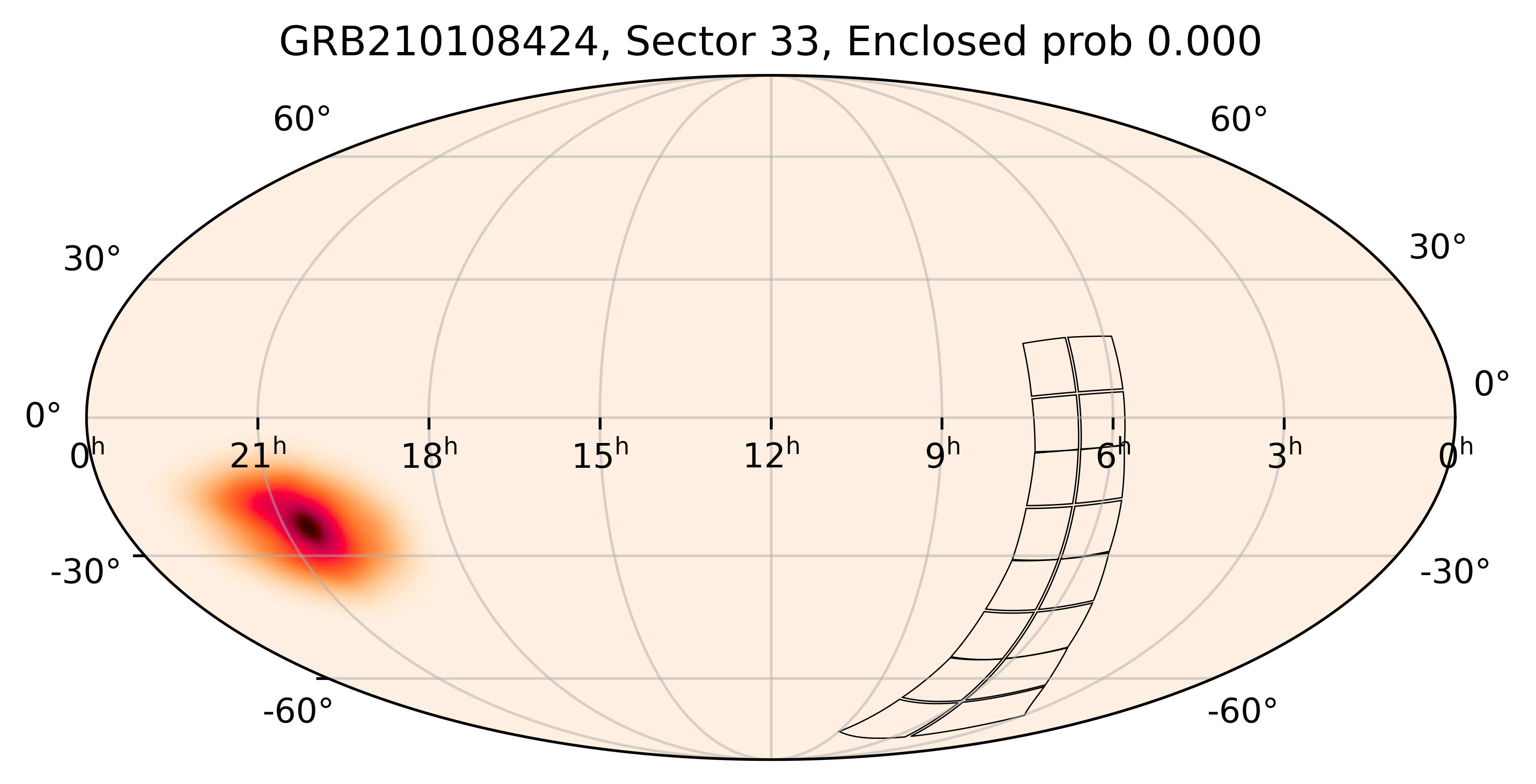 TESS Overlap Sky Map for GRB210108424 in TESS Sector33