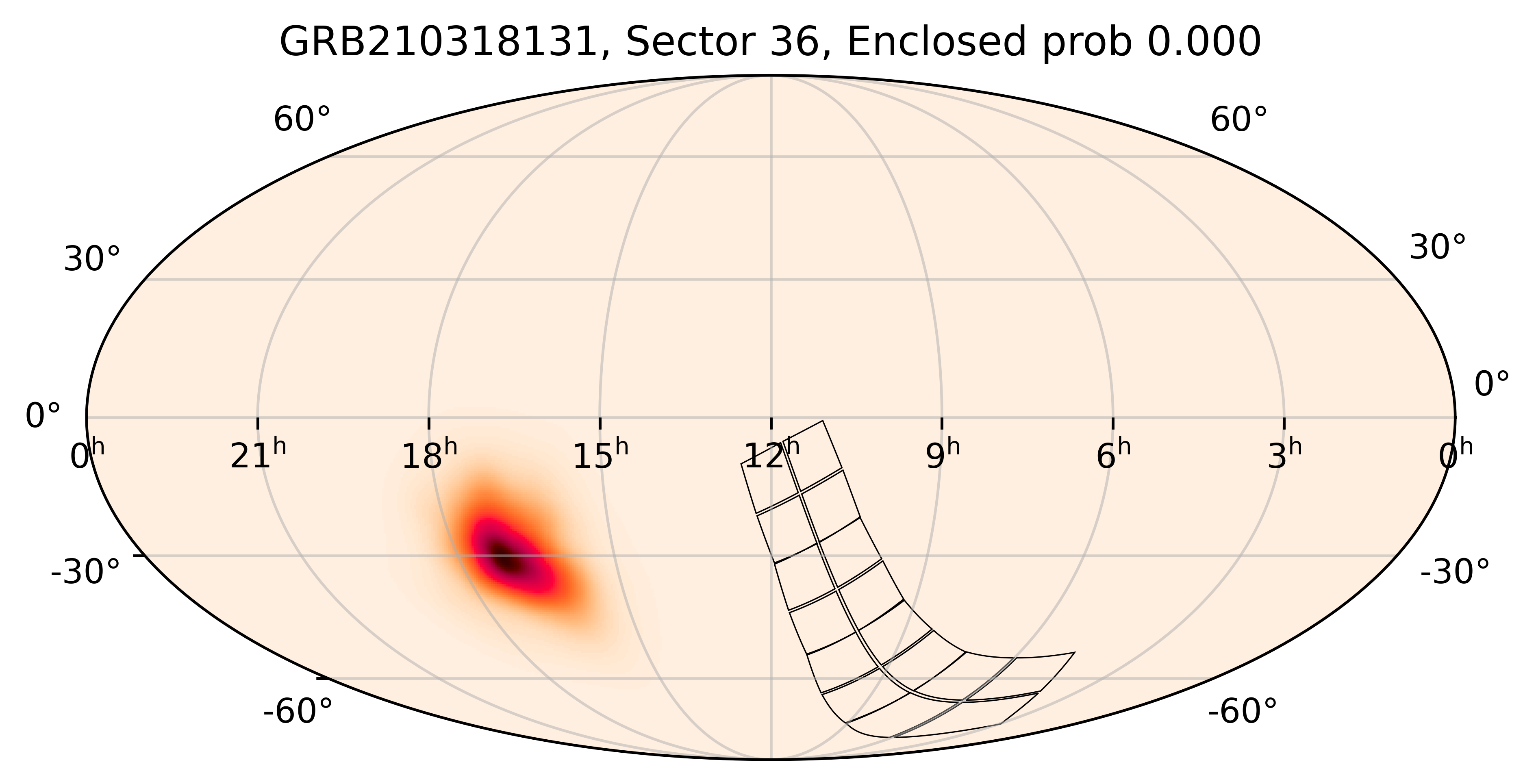 TESS Overlap Sky Map for GRB210318131 in TESS Sector36