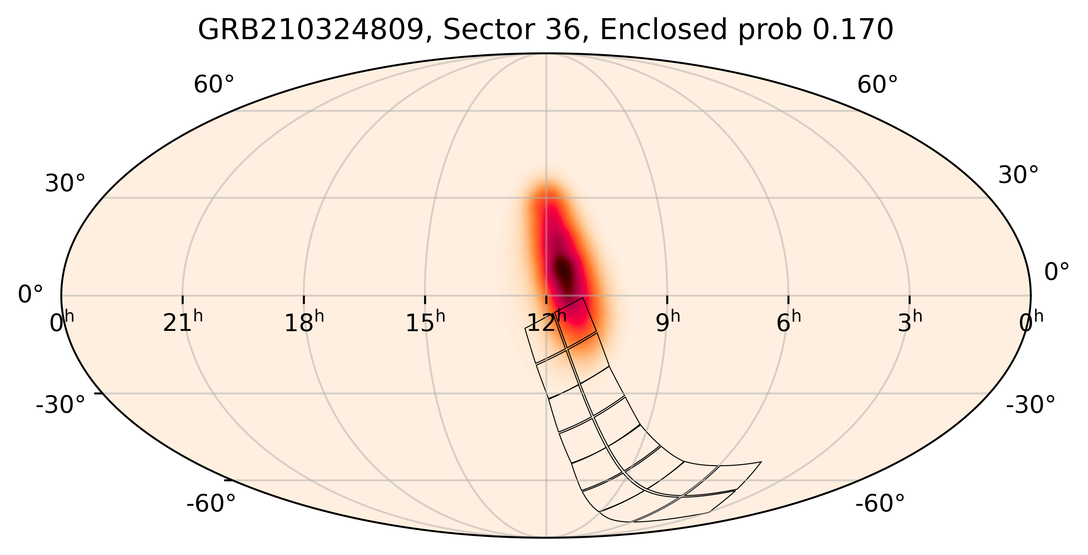 TESS Overlap Sky Map for GRB210324809 in TESS Sector36