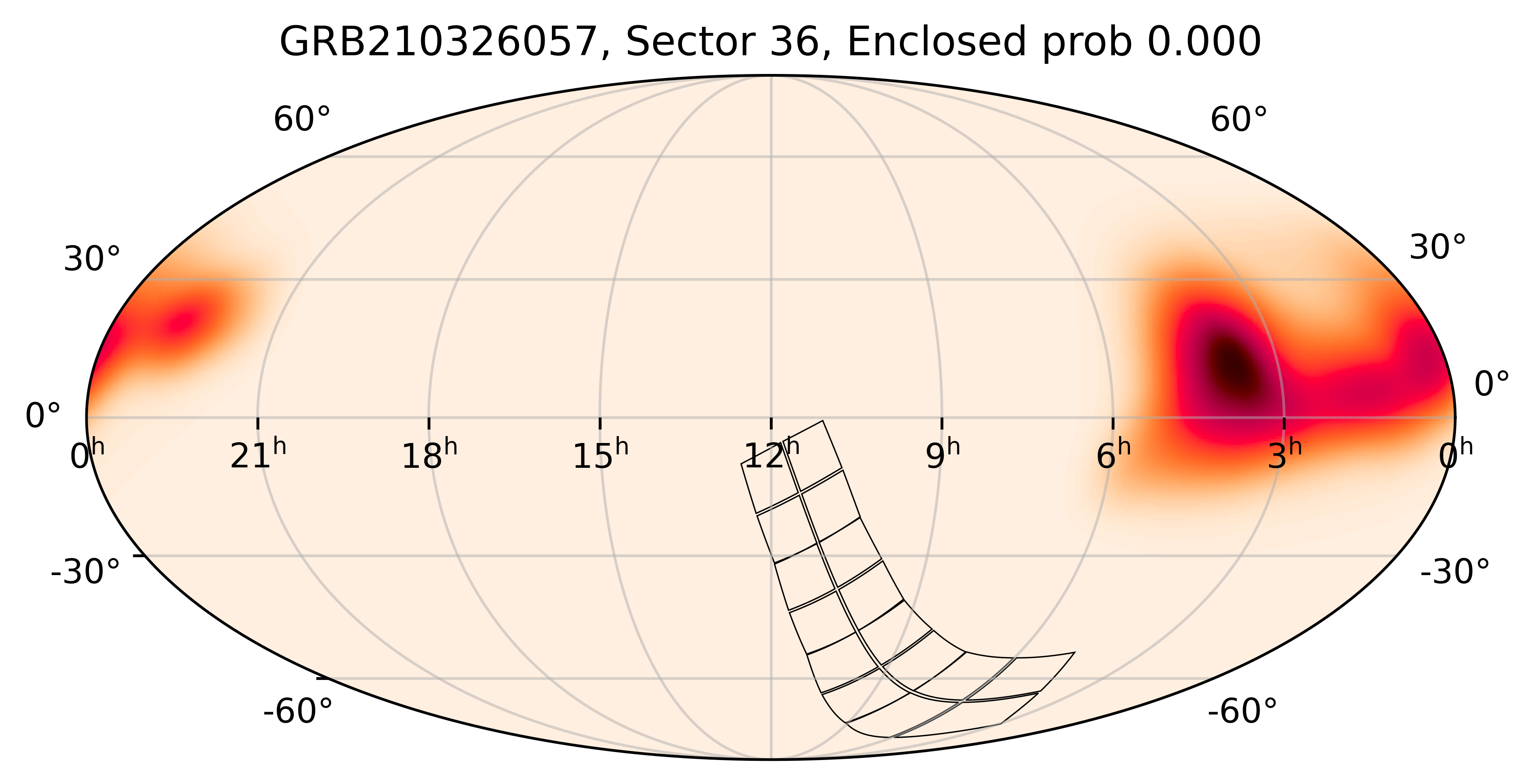 TESS Overlap Sky Map for GRB210326057 in TESS Sector36
