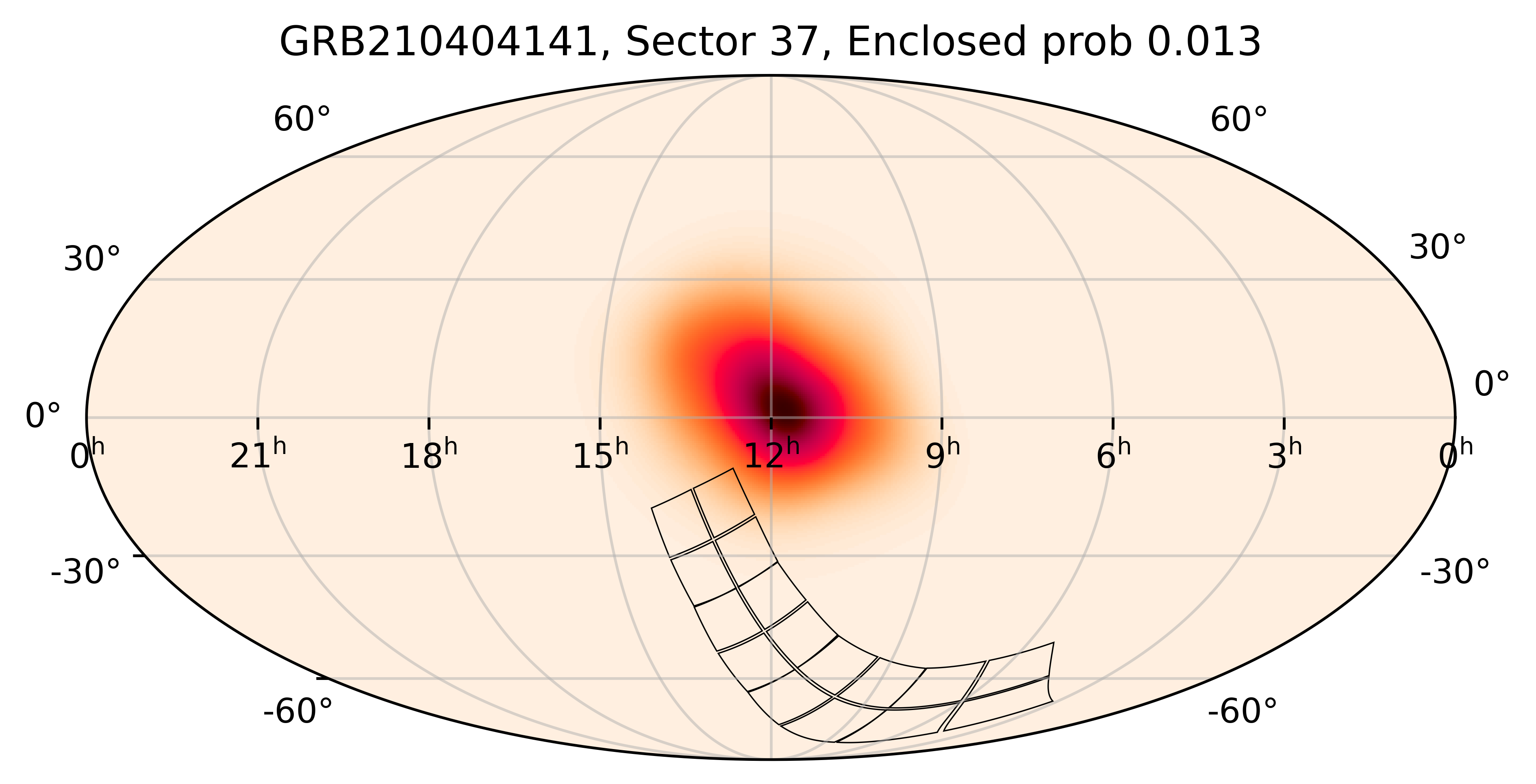 TESS Overlap Sky Map for GRB210404141 in TESS Sector37
