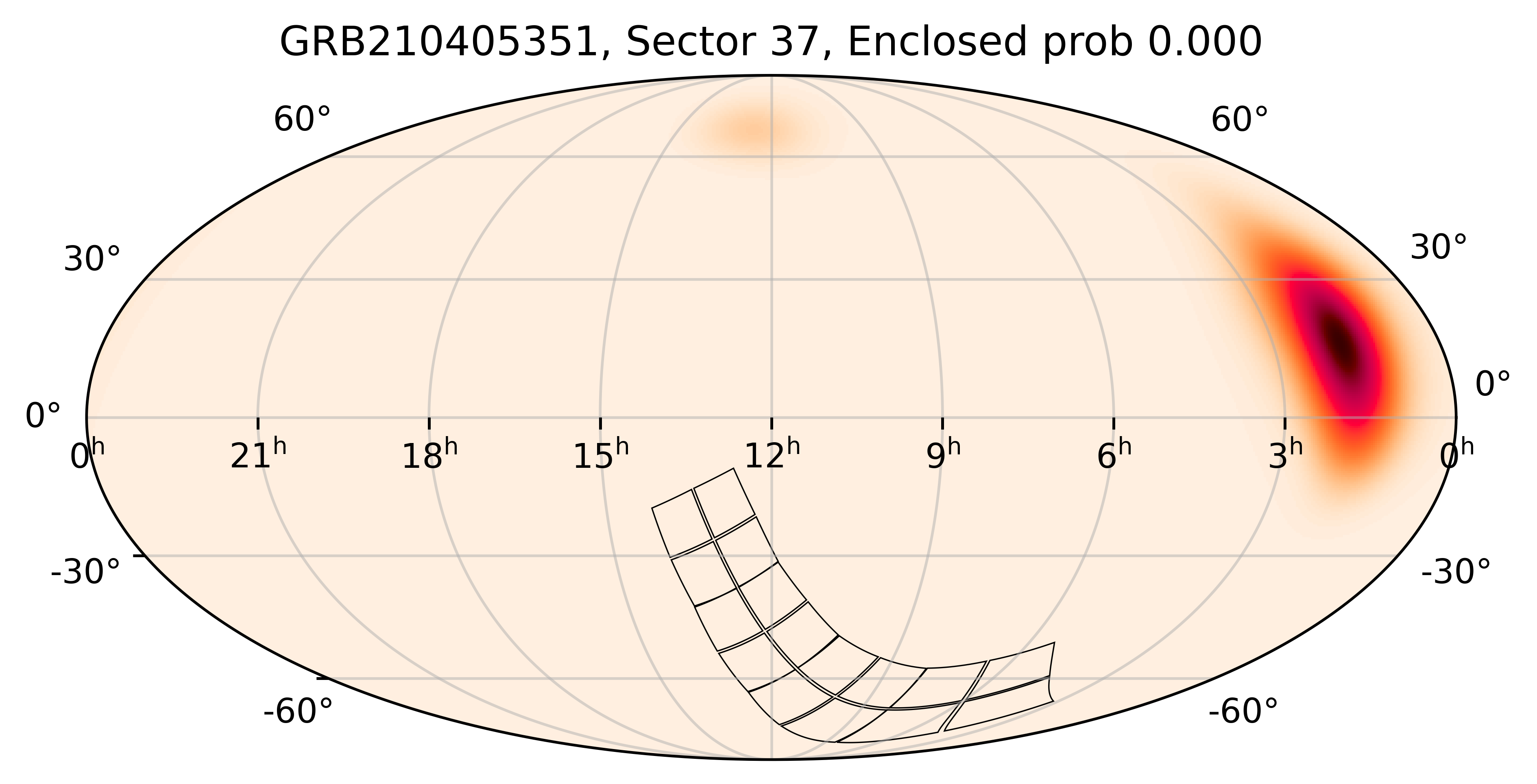 TESS Overlap Sky Map for GRB210405351 in TESS Sector37