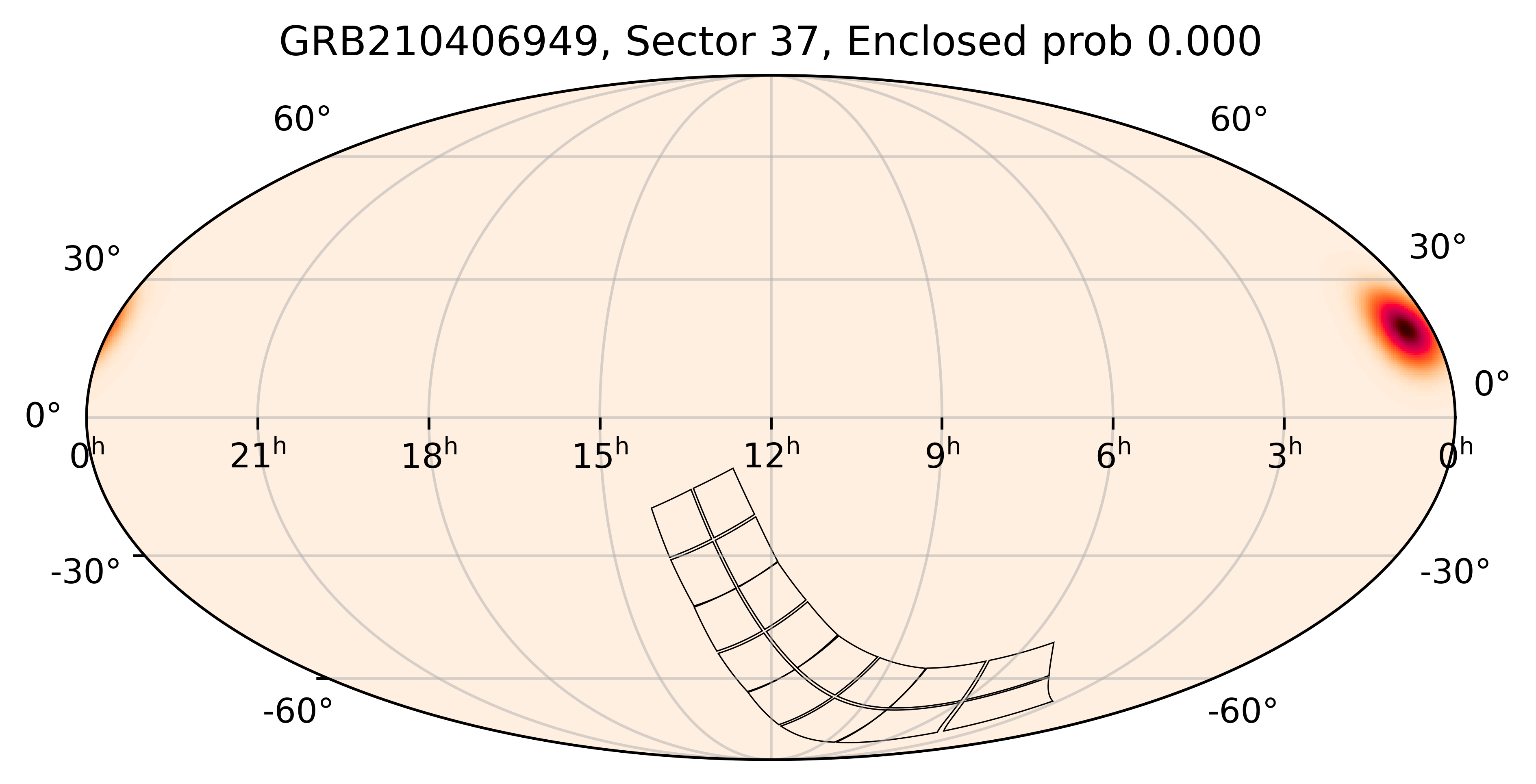 TESS Overlap Sky Map for GRB210406949 in TESS Sector37
