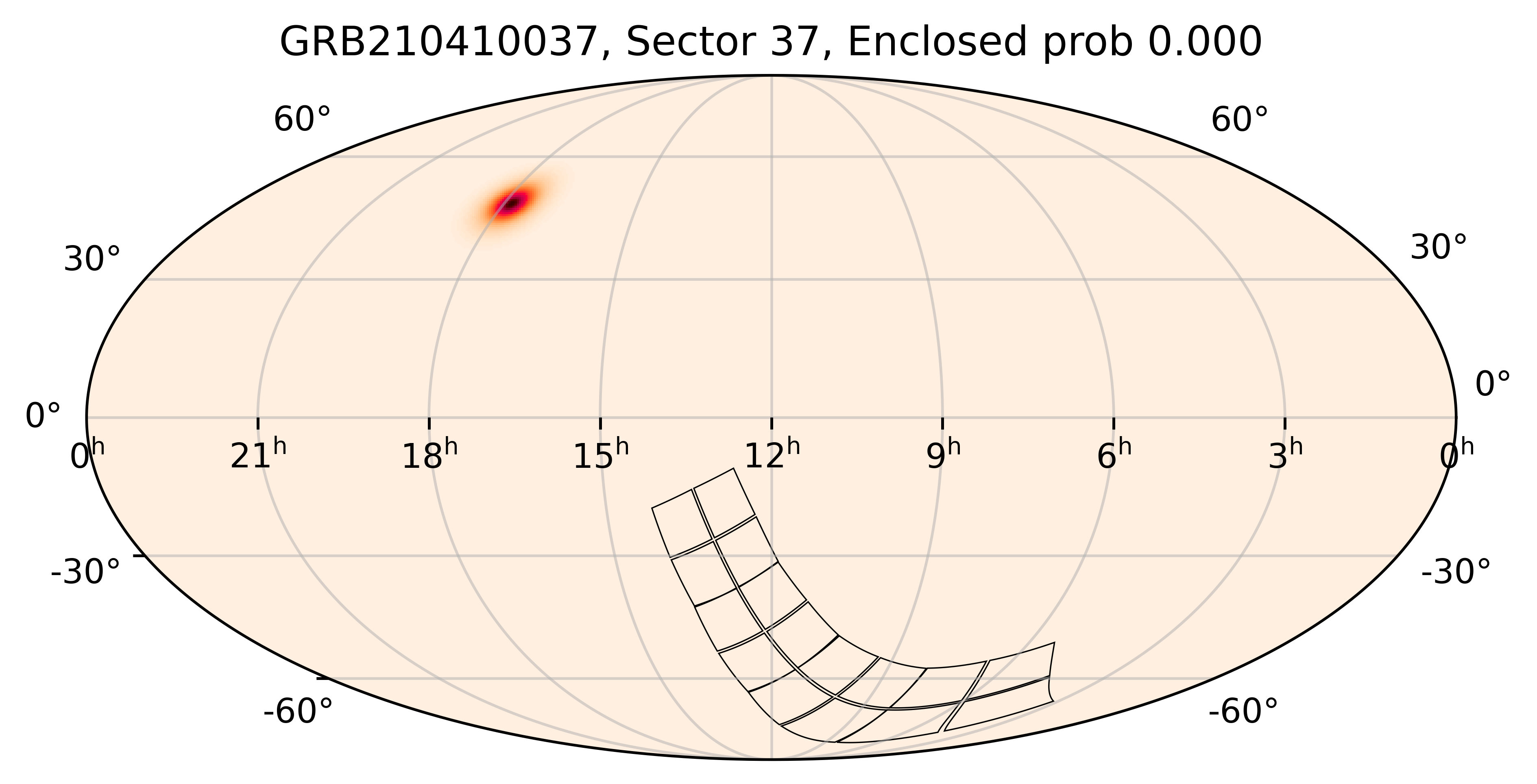 TESS Overlap Sky Map for GRB210410037 in TESS Sector37