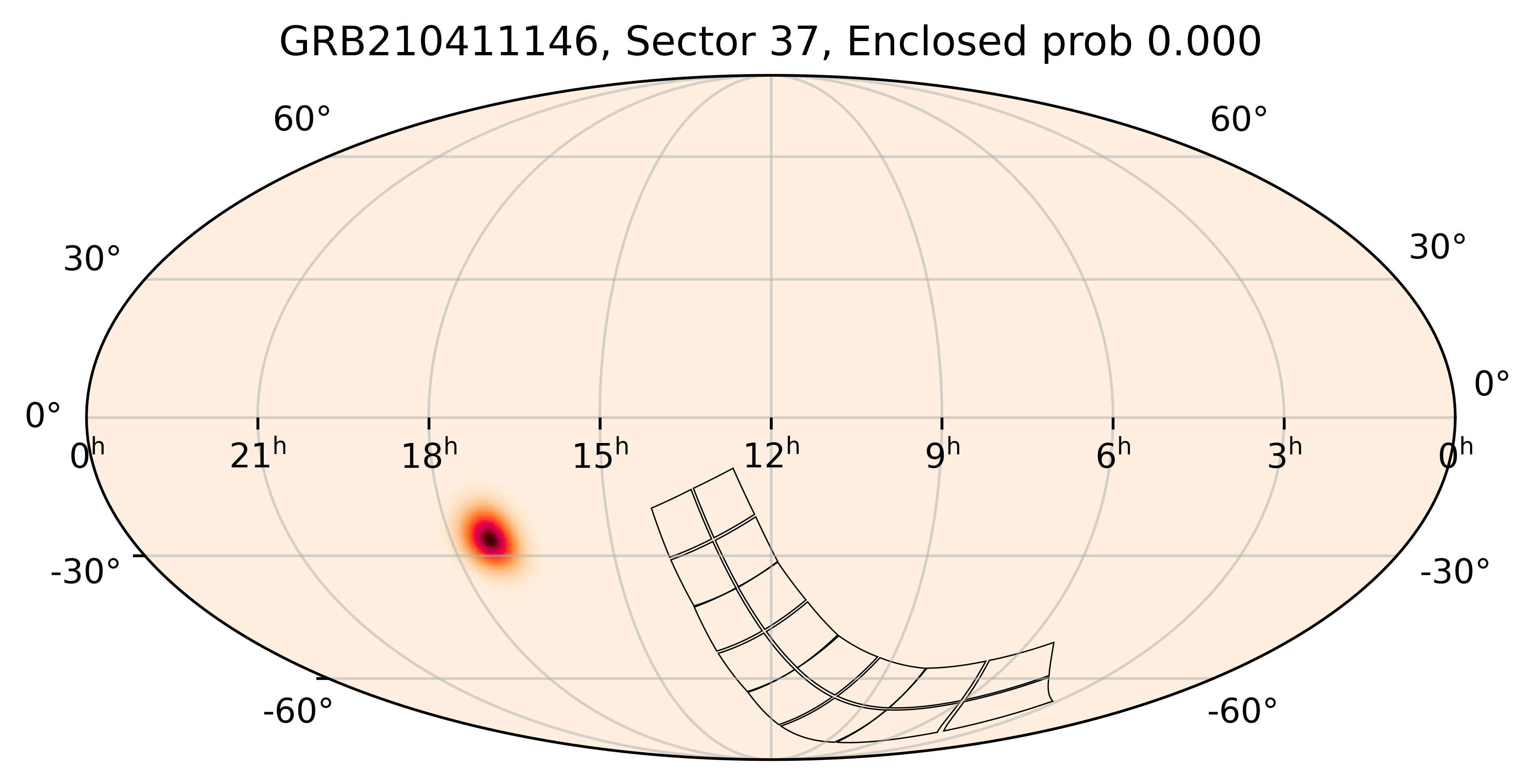 TESS Overlap Sky Map for GRB210411146 in TESS Sector37