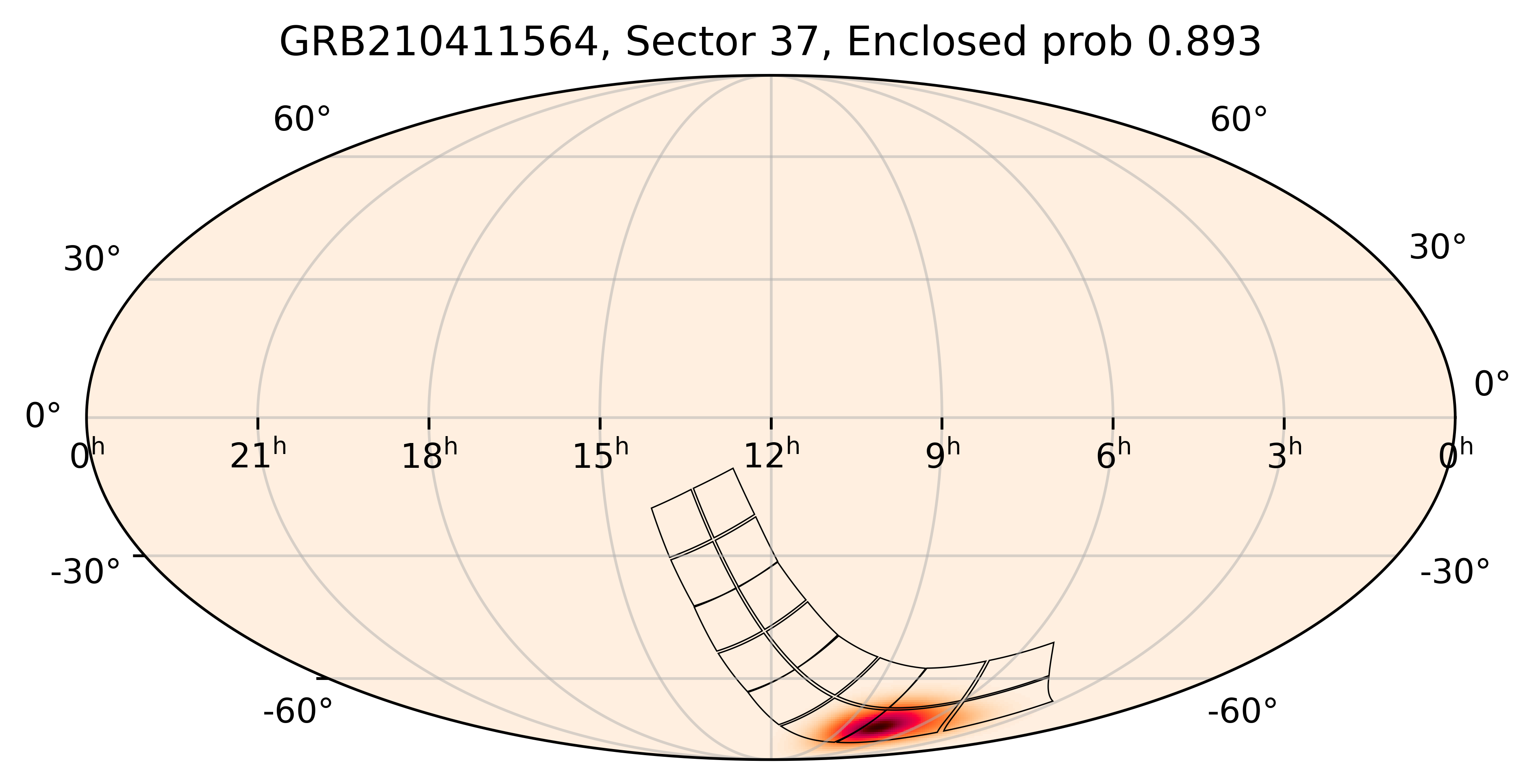 TESS Overlap Sky Map for GRB210411564 in TESS Sector37