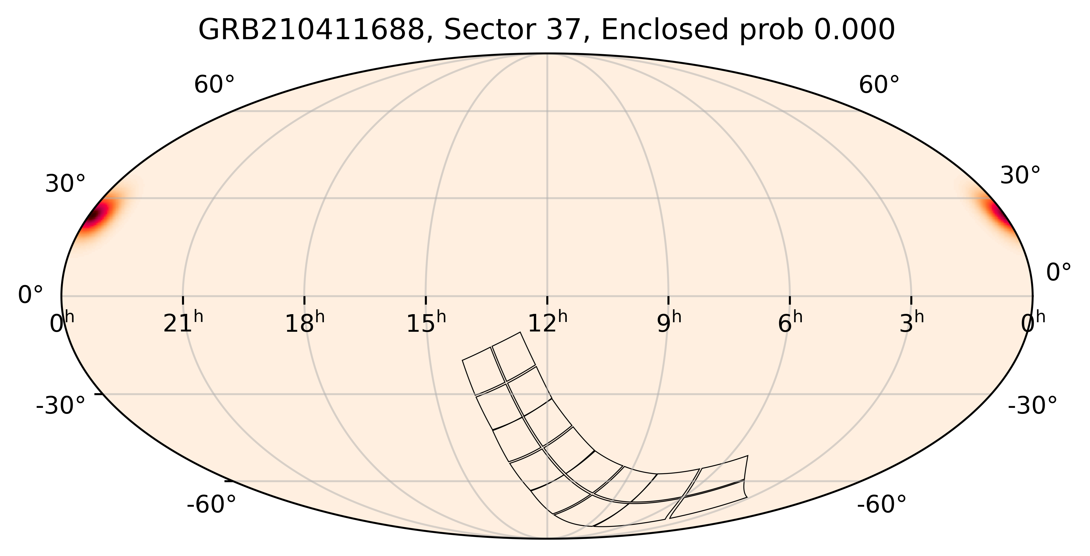 TESS Overlap Sky Map for GRB210411688 in TESS Sector37