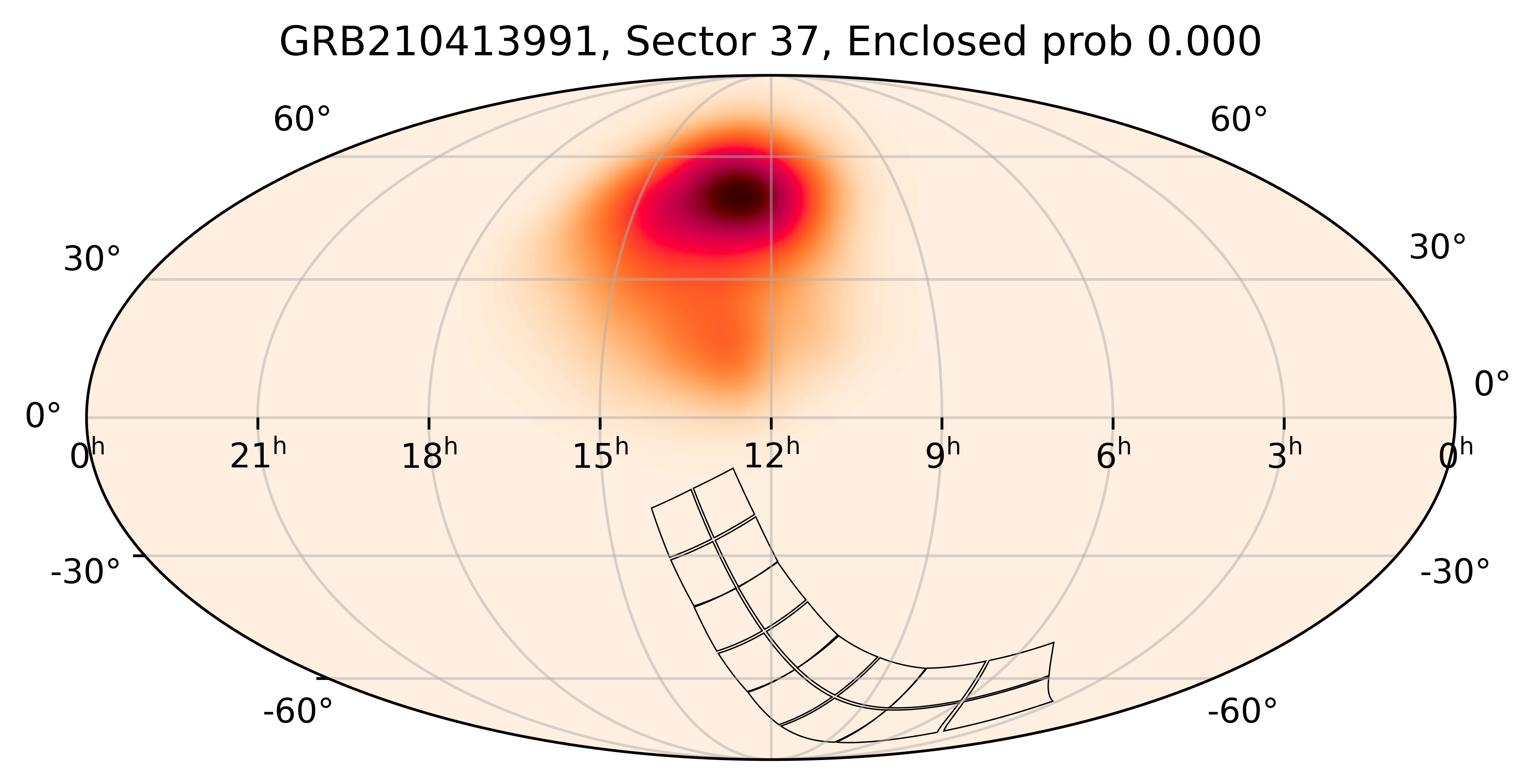 TESS Overlap Sky Map for GRB210413991 in TESS Sector37
