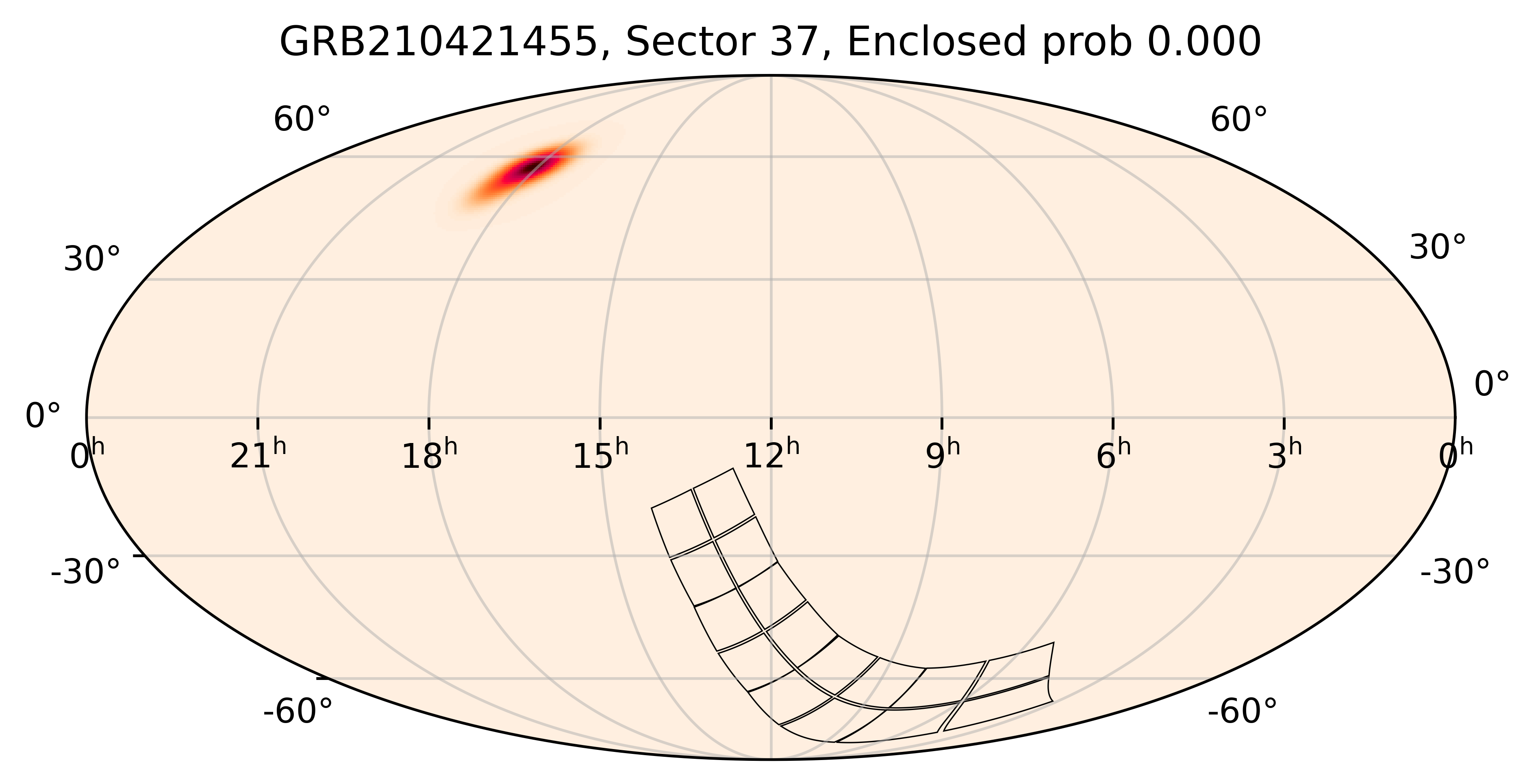 TESS Overlap Sky Map for GRB210421455 in TESS Sector37