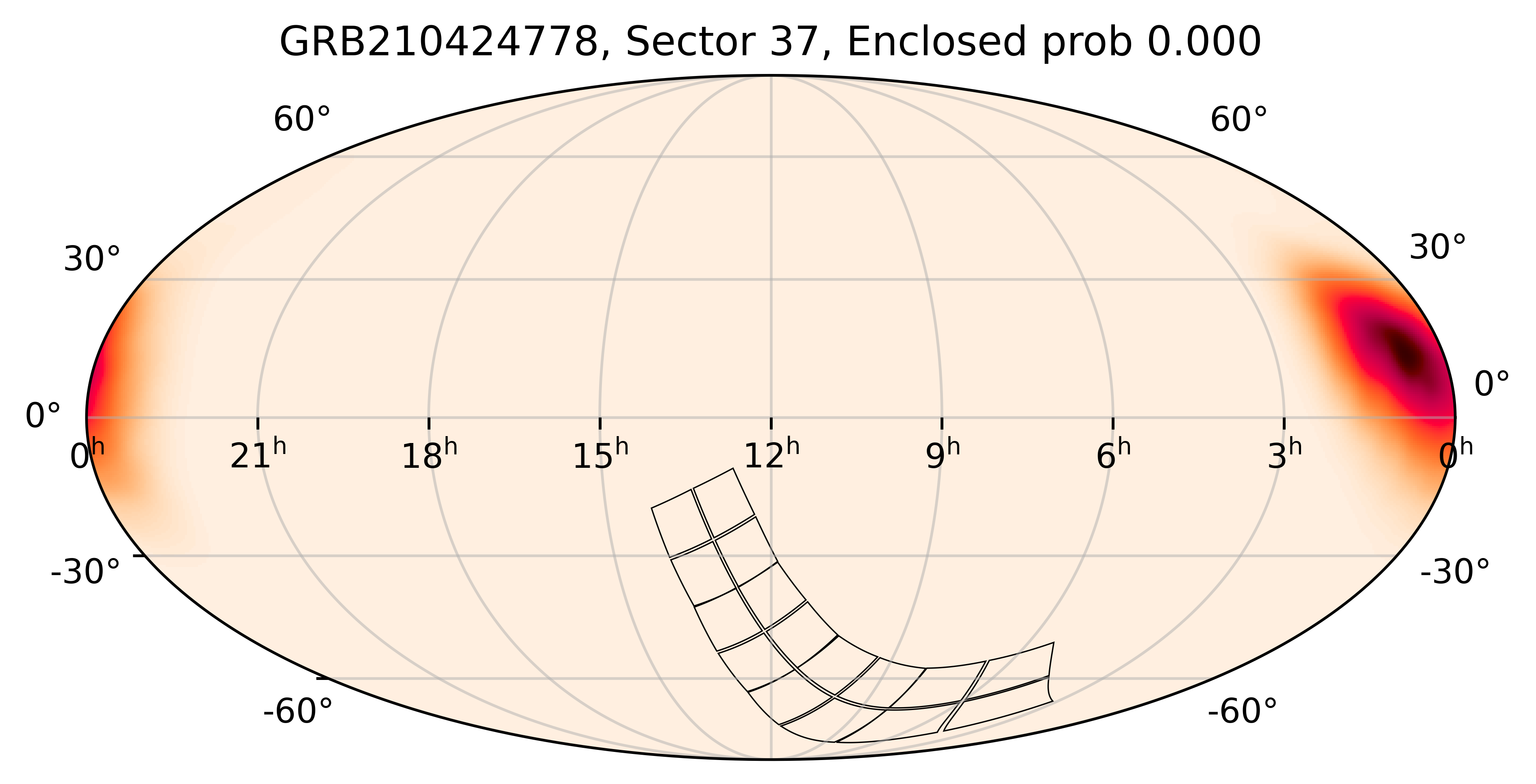 TESS Overlap Sky Map for GRB210424778 in TESS Sector37