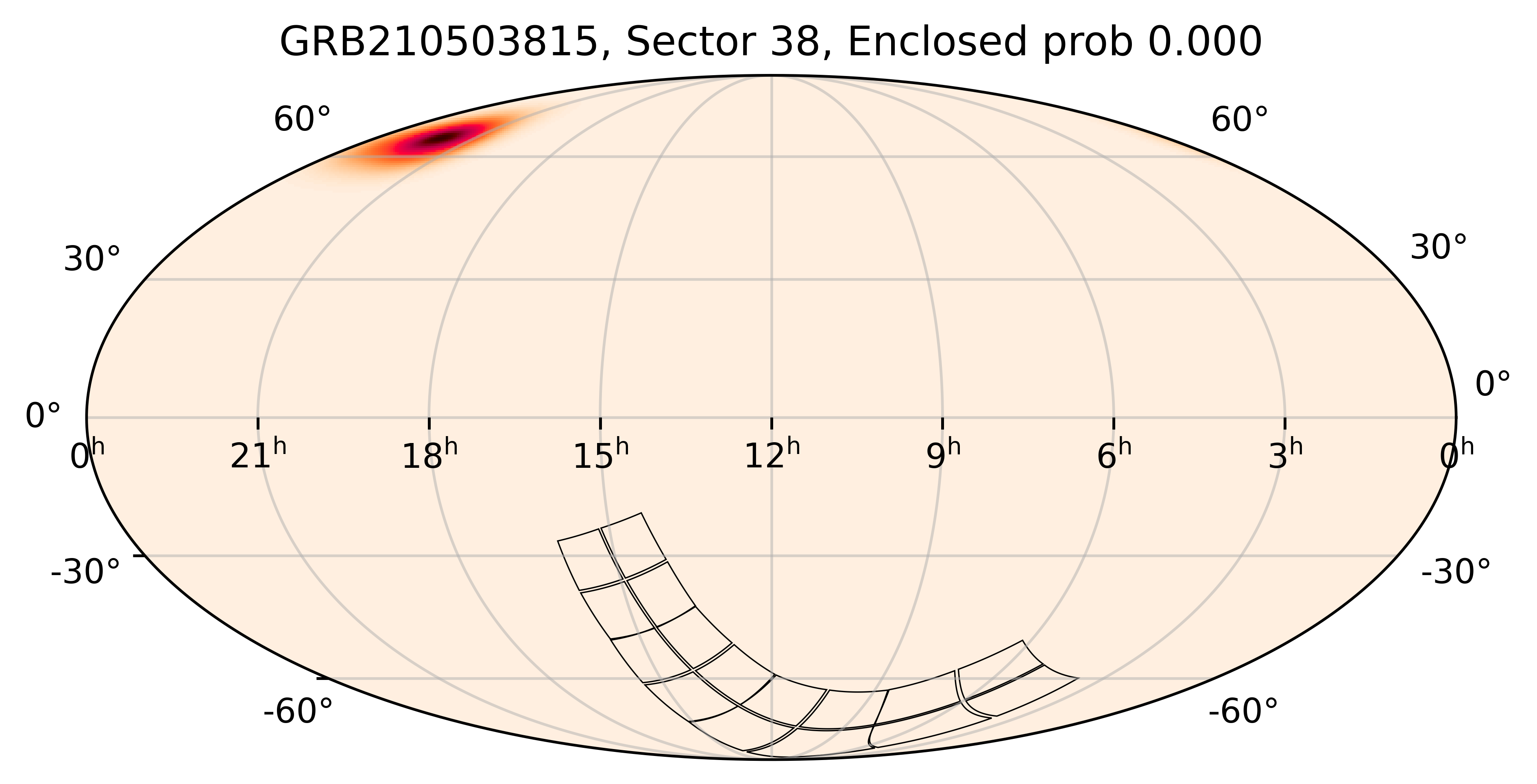 TESS Overlap Sky Map for GRB210503815 in TESS Sector38