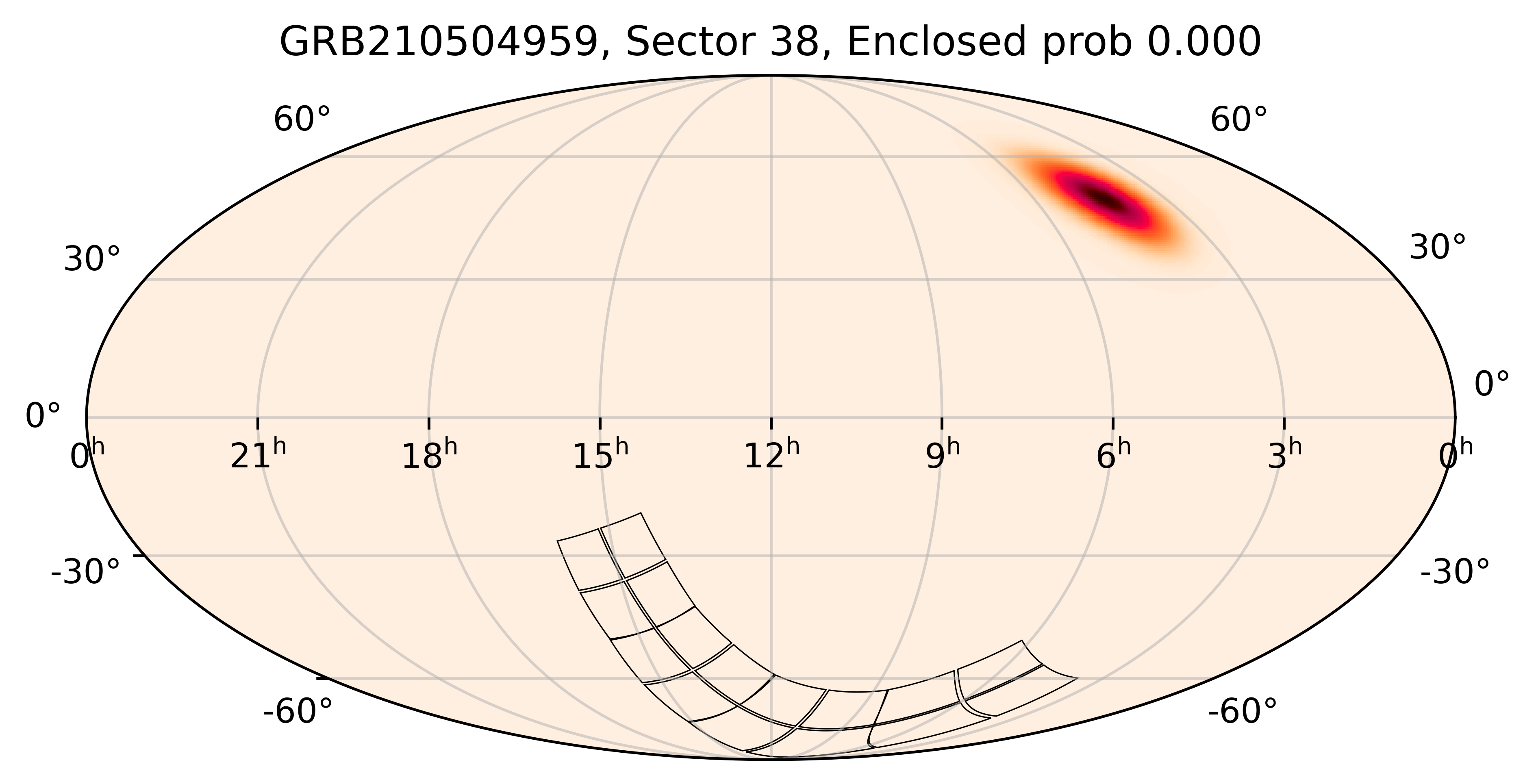 TESS Overlap Sky Map for GRB210504959 in TESS Sector38