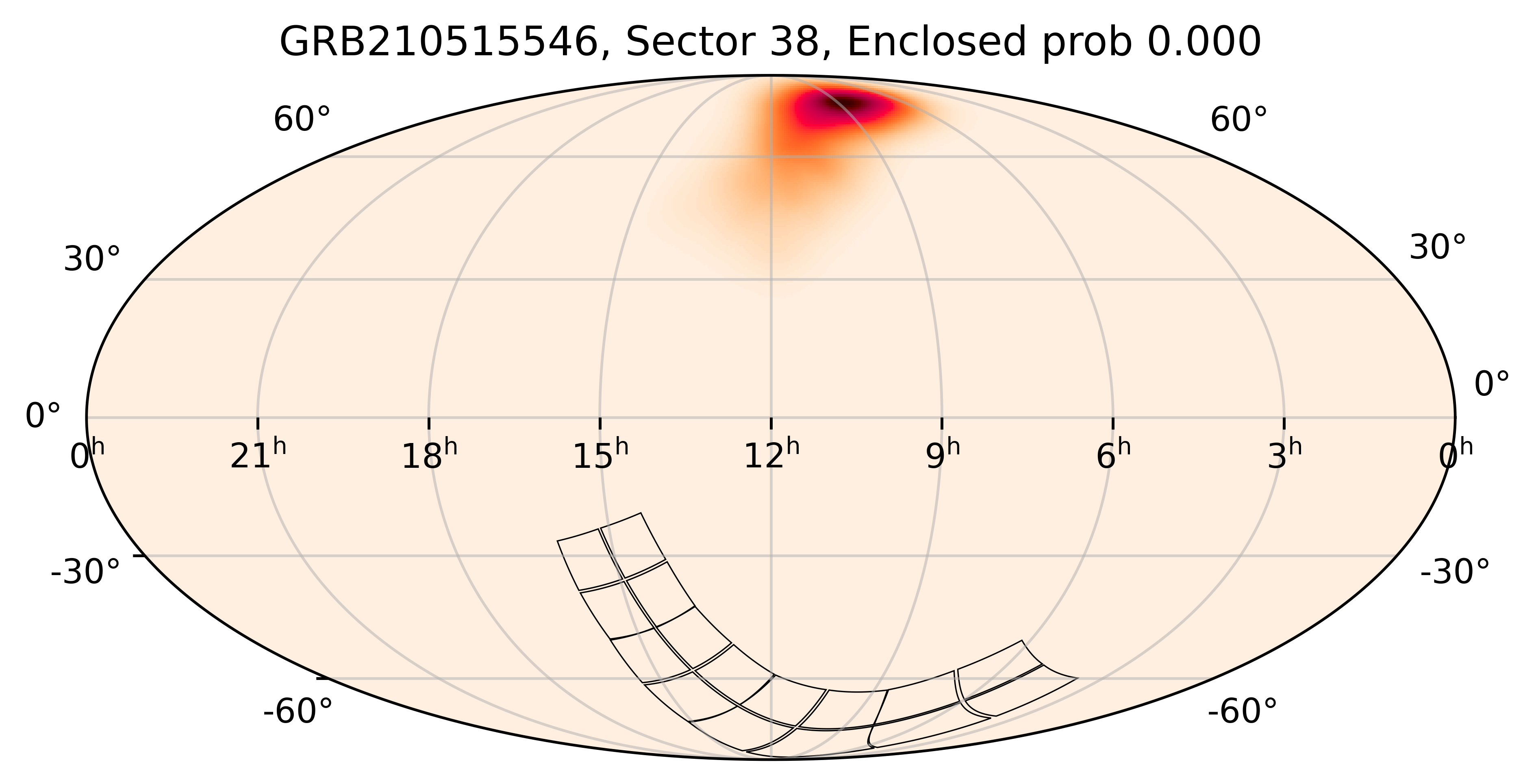 TESS Overlap Sky Map for GRB210515546 in TESS Sector38