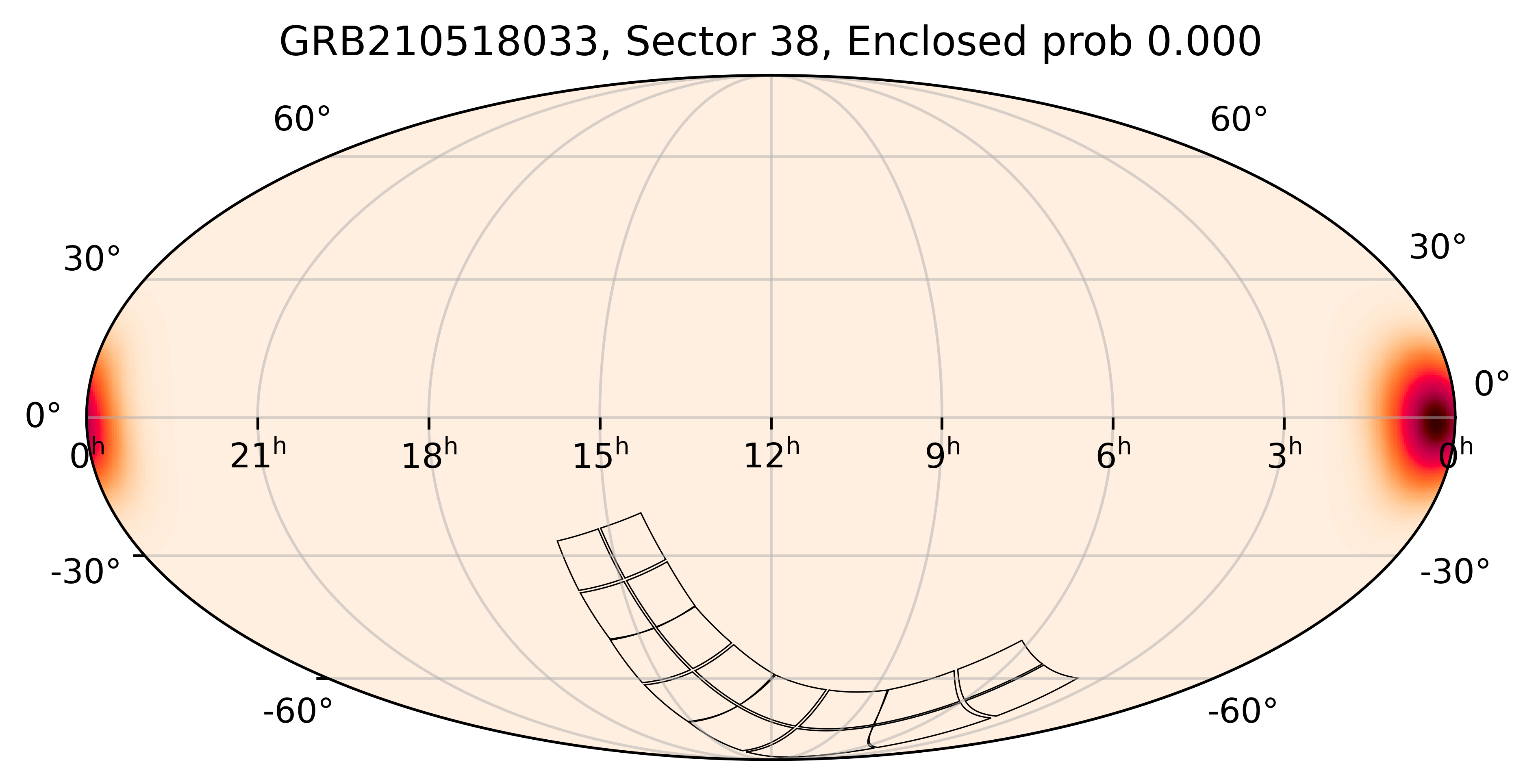TESS Overlap Sky Map for GRB210518033 in TESS Sector38