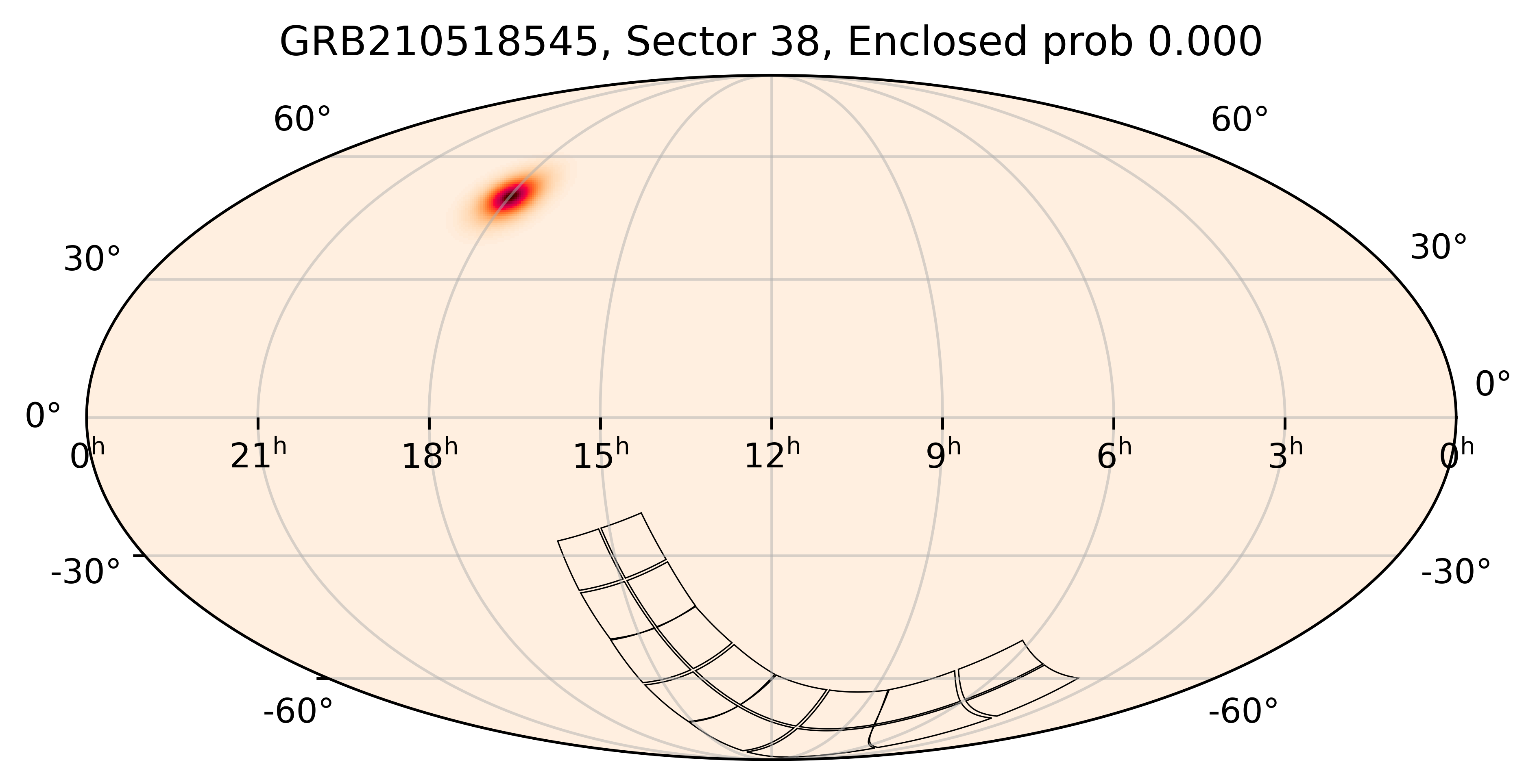 TESS Overlap Sky Map for GRB210518545 in TESS Sector38