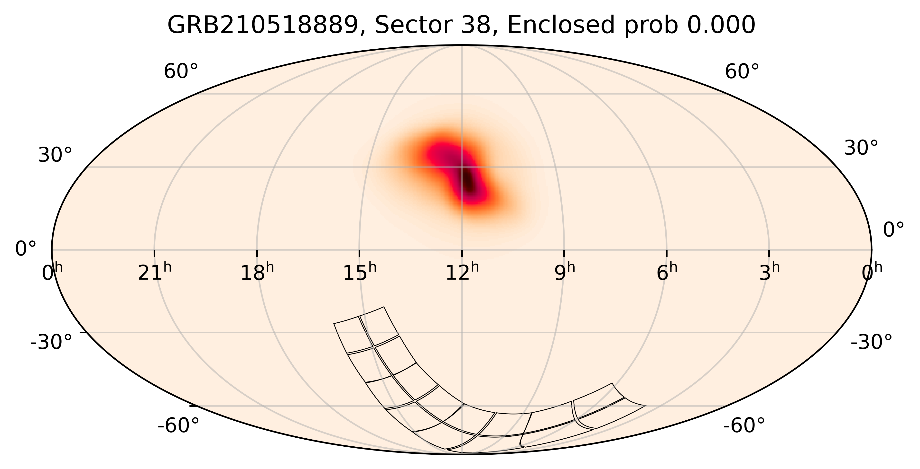 TESS Overlap Sky Map for GRB210518889 in TESS Sector38