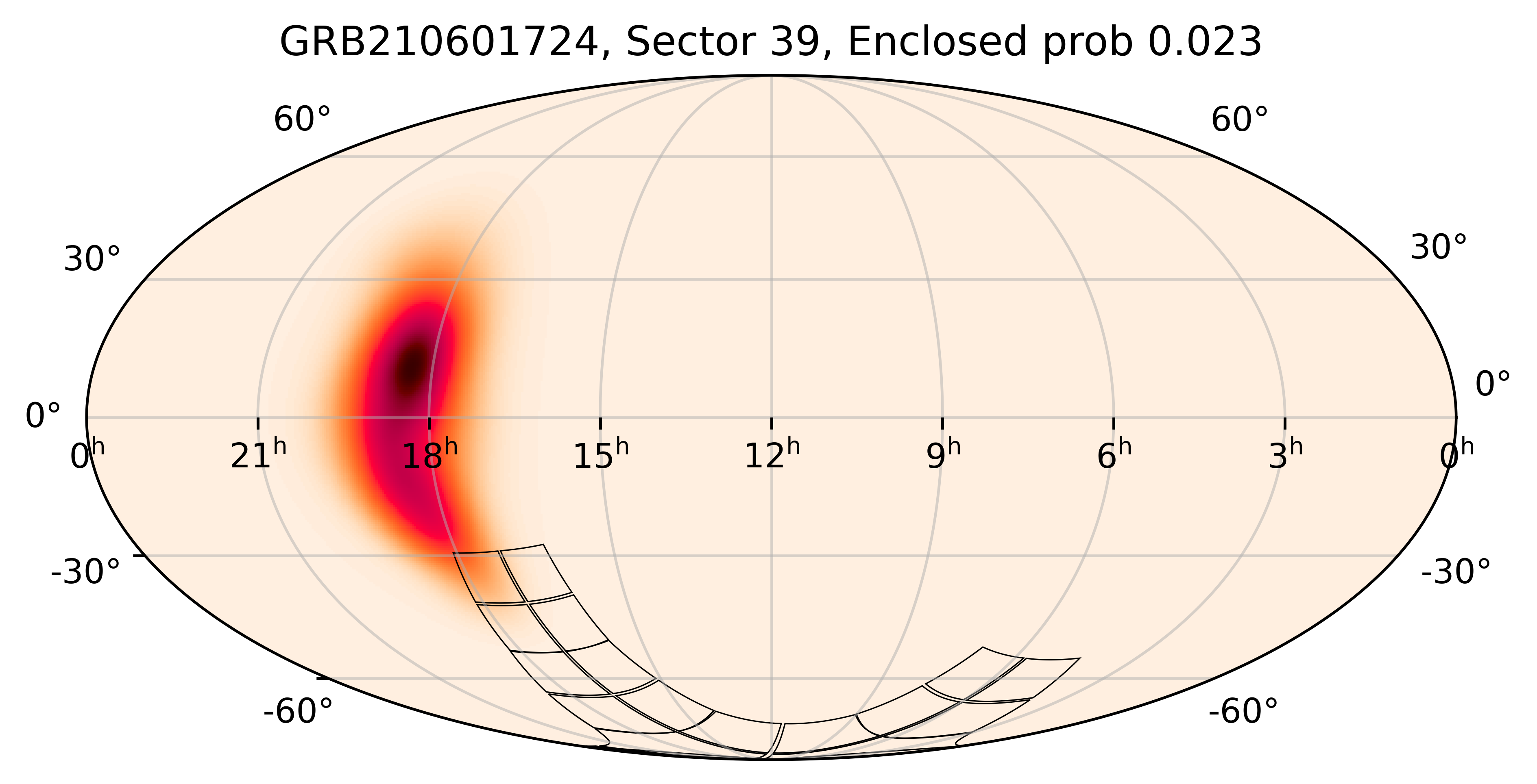TESS Overlap Sky Map for GRB210601724 in TESS Sector39